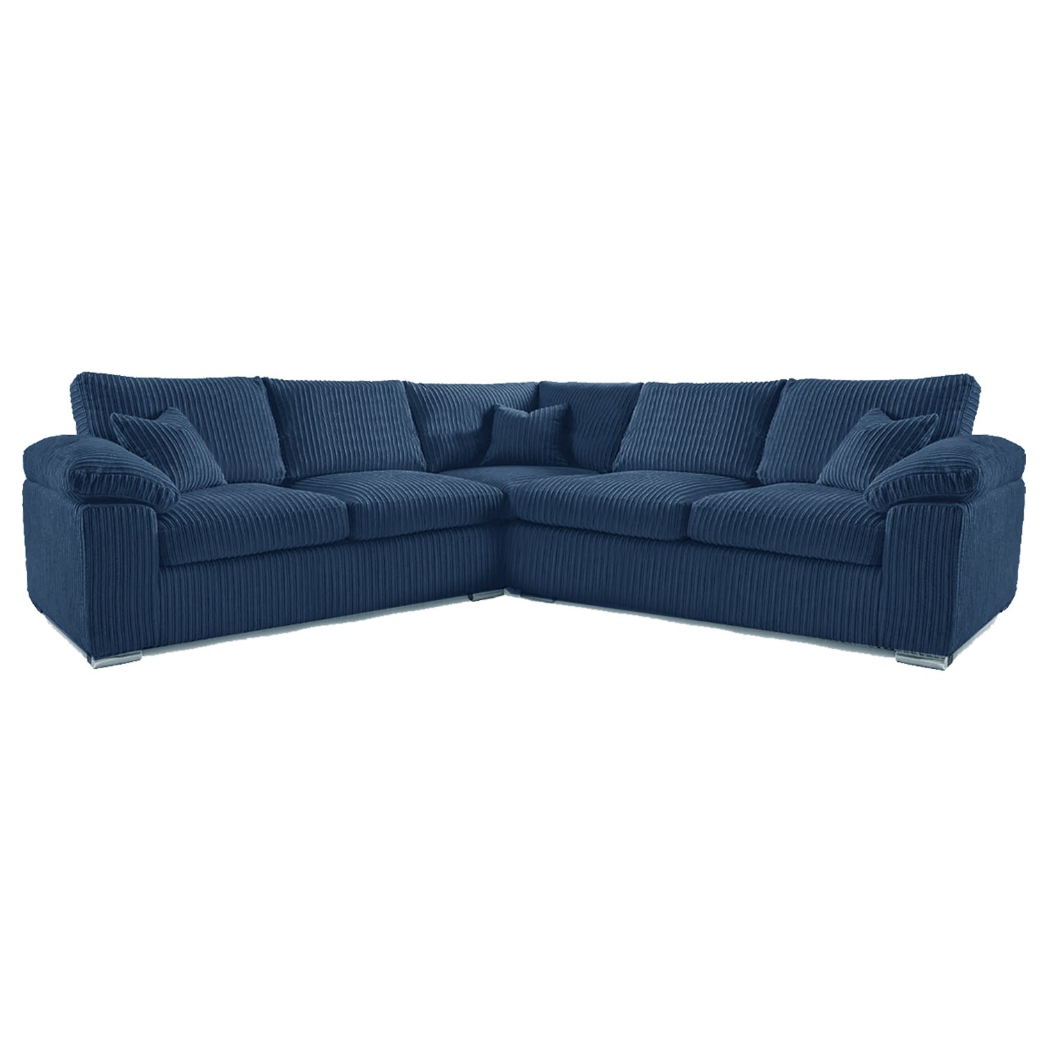 Furnishings For Less Blue Delta Full Jumbo Cord 5 Seater Corner Sofa - Marine