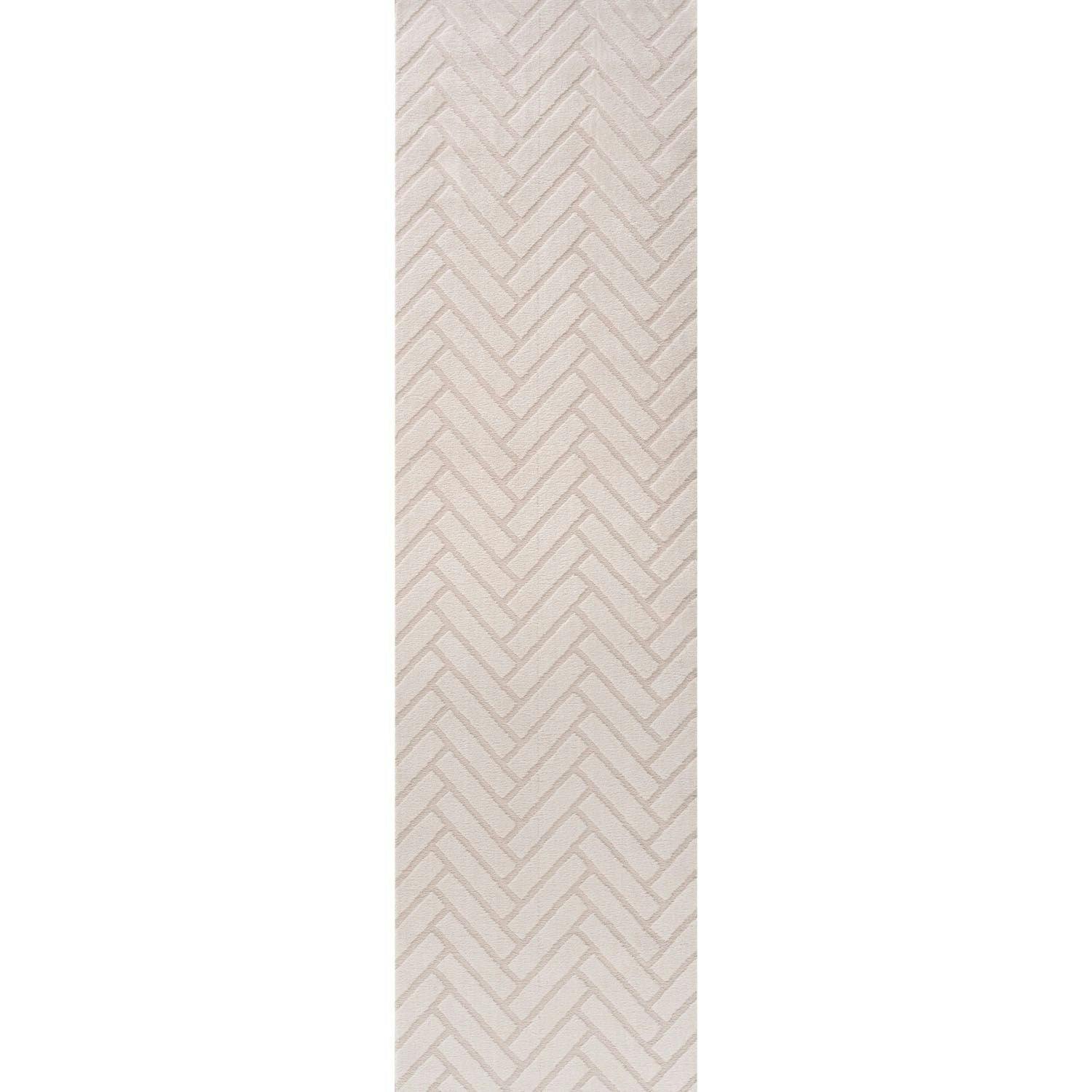 The Rugs Unisex Ivory Loft Herringbone Living Room Area Rug & Runners Soft Pile In | : 80 Cm X 300 Cm - Image 2