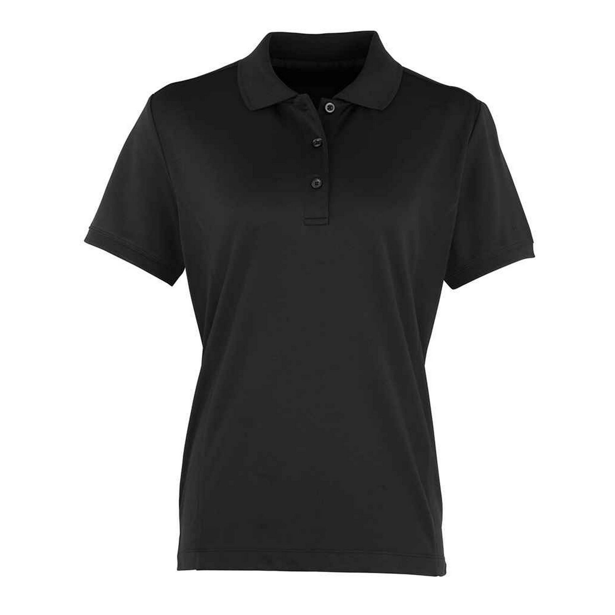 Premier Women's Black Coolchecker Pique Polo Shirt In | Size: 18 - Image 3