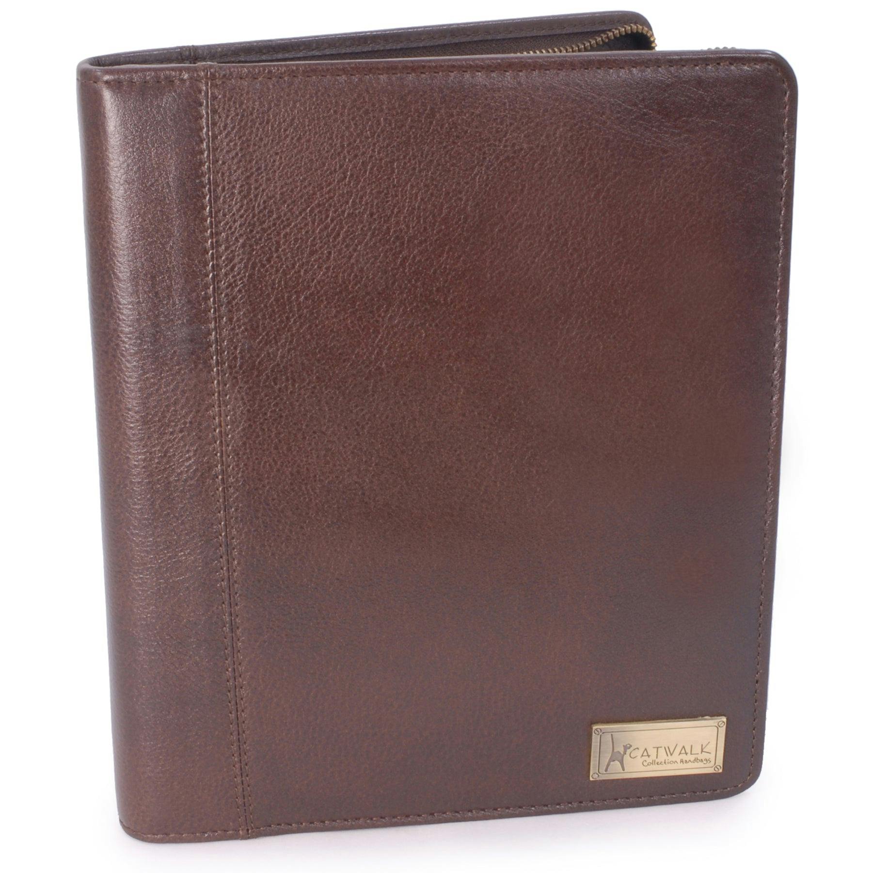 Catwalk Collection Handbags Brown Angela - A5 Zip Folder