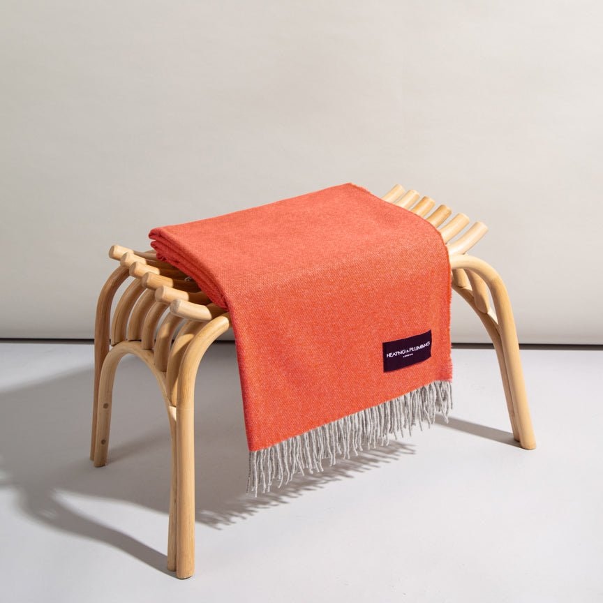 Heating & Plumbing London Light/Grey/Black Love Stories - 100% Cashmere Blanket - Tangerine