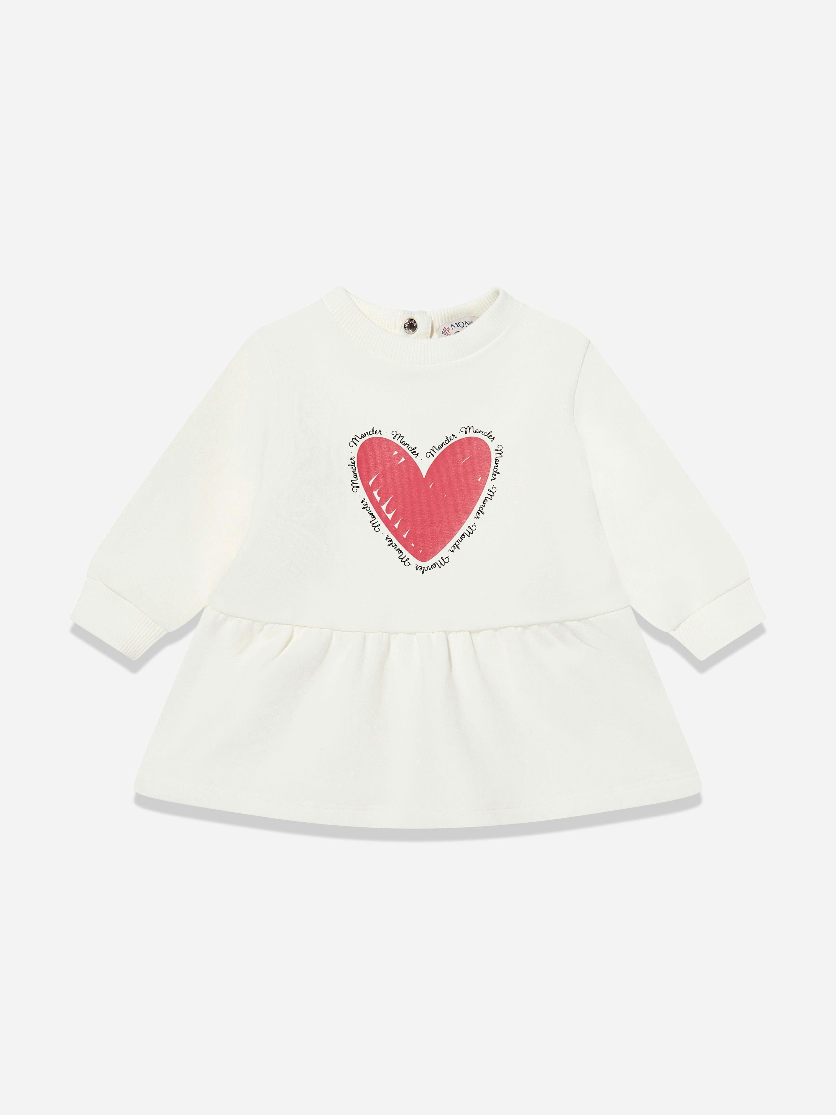 Moncler Enfant Women's Ivory Baby Girls Heart Logo Sweater Dress In - 2 Yrs