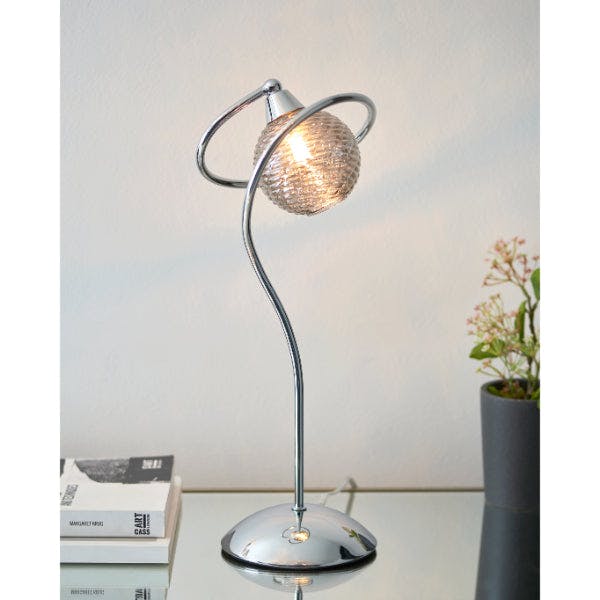 Rackhams Twine Polished Chrome & Smoked Glass Table Lamp