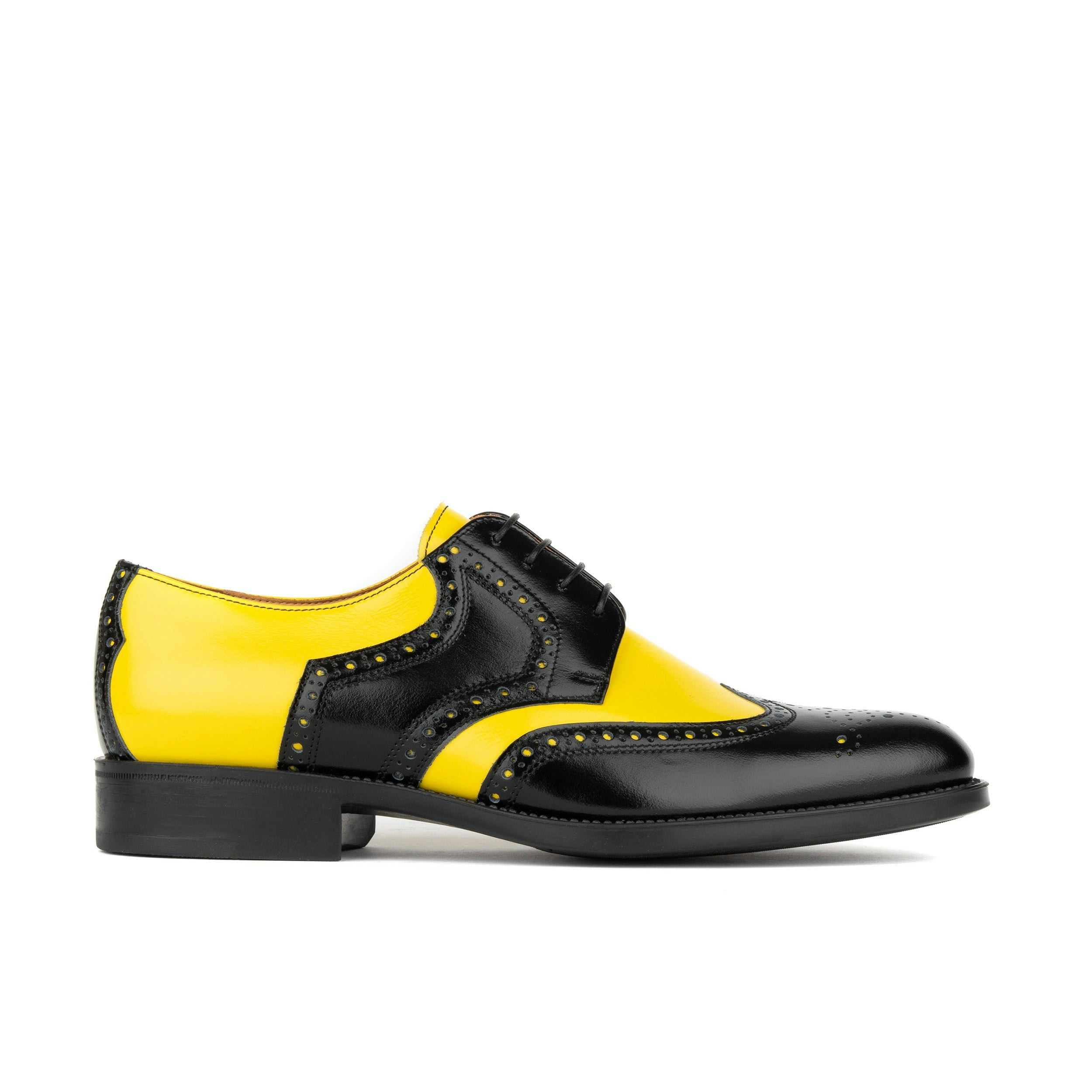 Embassy London Men's Yellow/Black Kensington - & - Leather Brogue Lace-Up - Uk 6.5 / Eu 40 / Us 7.5