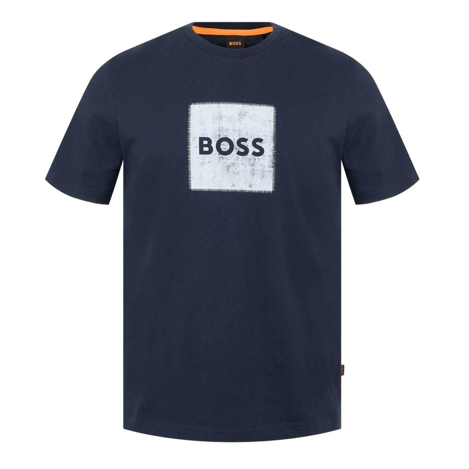 Boss Men's Box Logo T-Shirt - Navy - S - Navy - 100% Mixed
