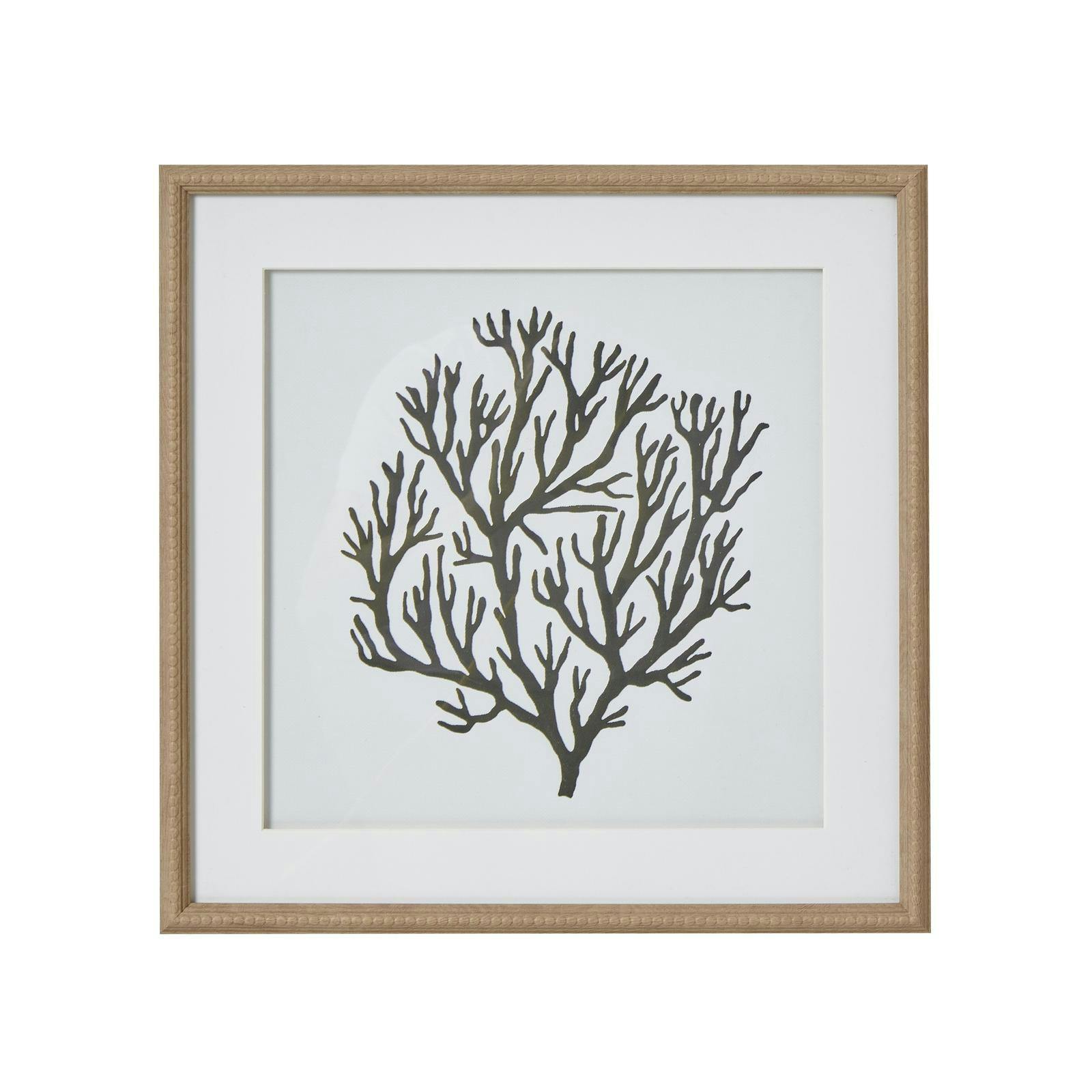 Hill Interiors Coral/Brown/Grey Atol Framed Art Print - /Grey/White - 40Cm X 2Cm X 40Cm - /Grey/White