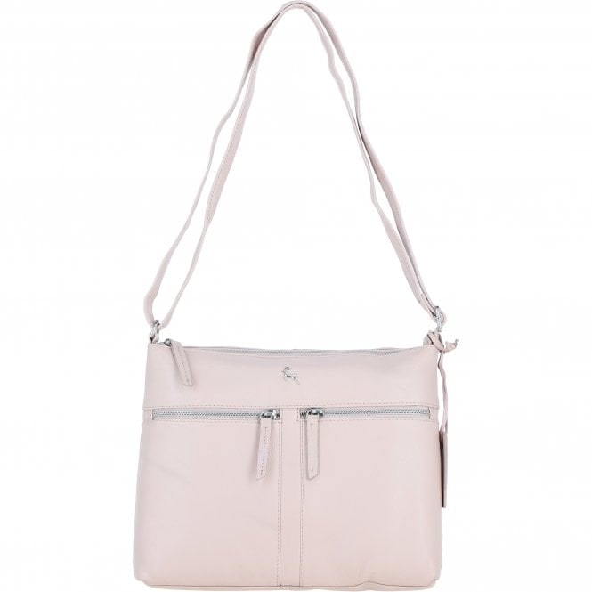 Ashwood Pink/Silver Sleek Luxe Real Leather Shoulder Bag: Mourne - Blush - Leather