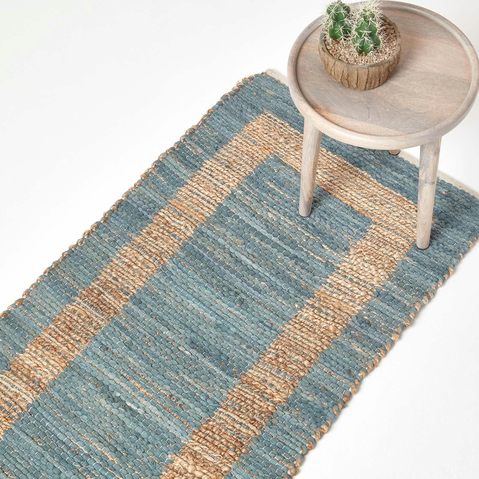 Rackhams Grey Veranda And Nude Hemp Chindi Rug - 66 X 200 Cm