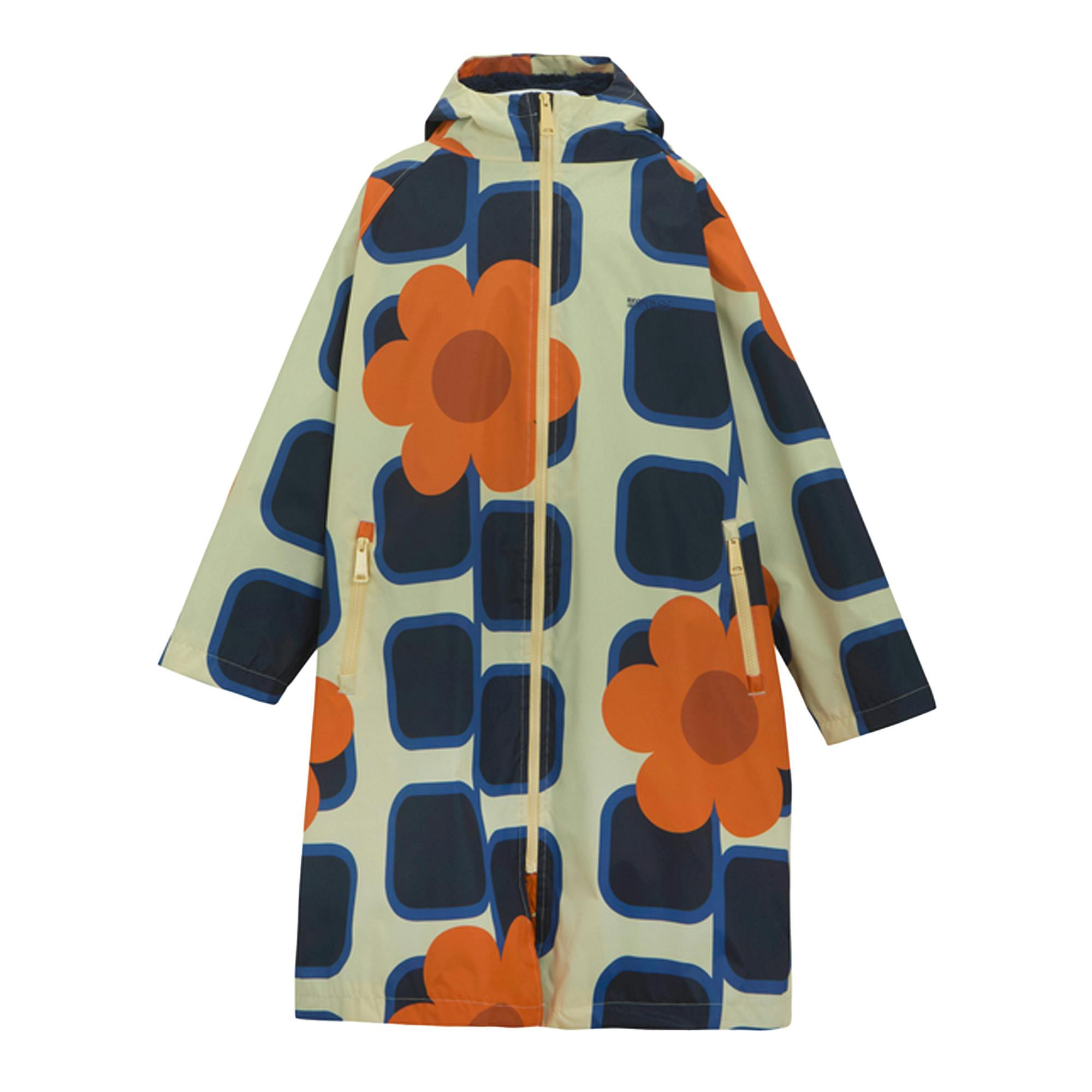 Regatta Girls Orange Orla Kiely Giant Square Flower Changing Robe - 9-13 Years - 68% Polyester/32% Recycled Polyester