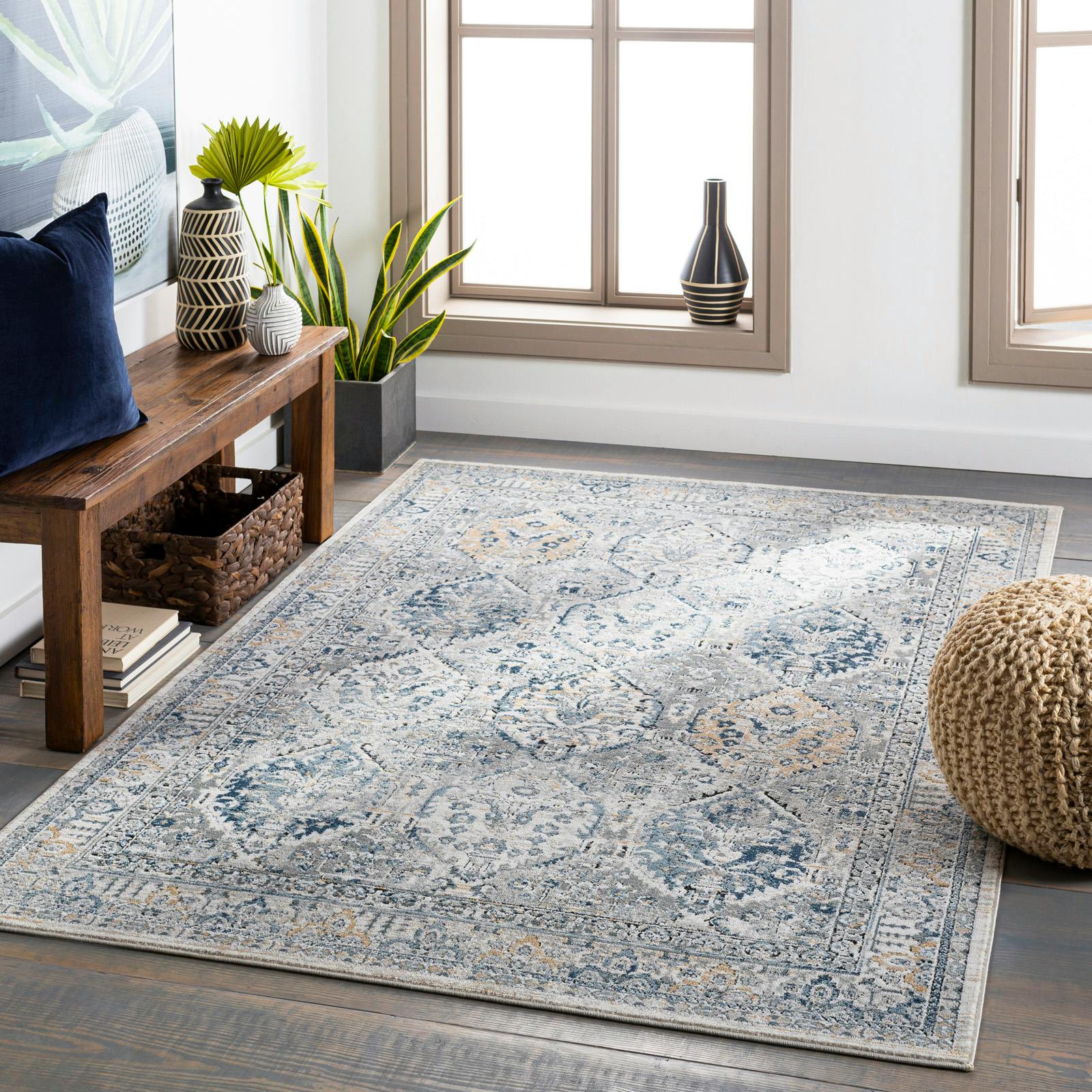 Livabliss Grey/Blue/Ivory Jolie-Vintage Brown Traditional Boho Rug - 160 X 220 Cm