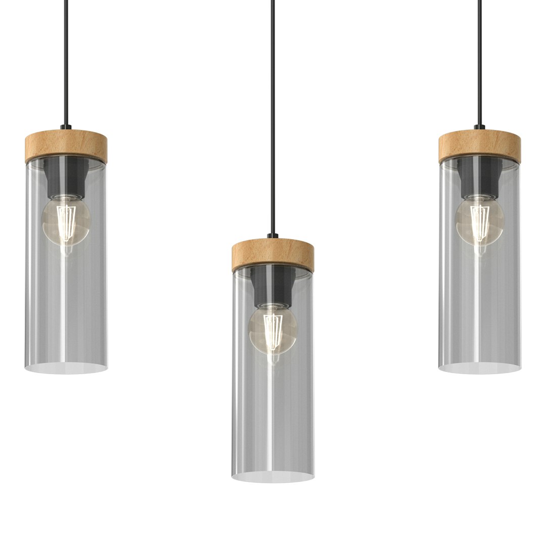 Milagro Black Elica Hand Made Designer Pendant Lamp With Elegant Smoked Glass Cylindrical Shades
