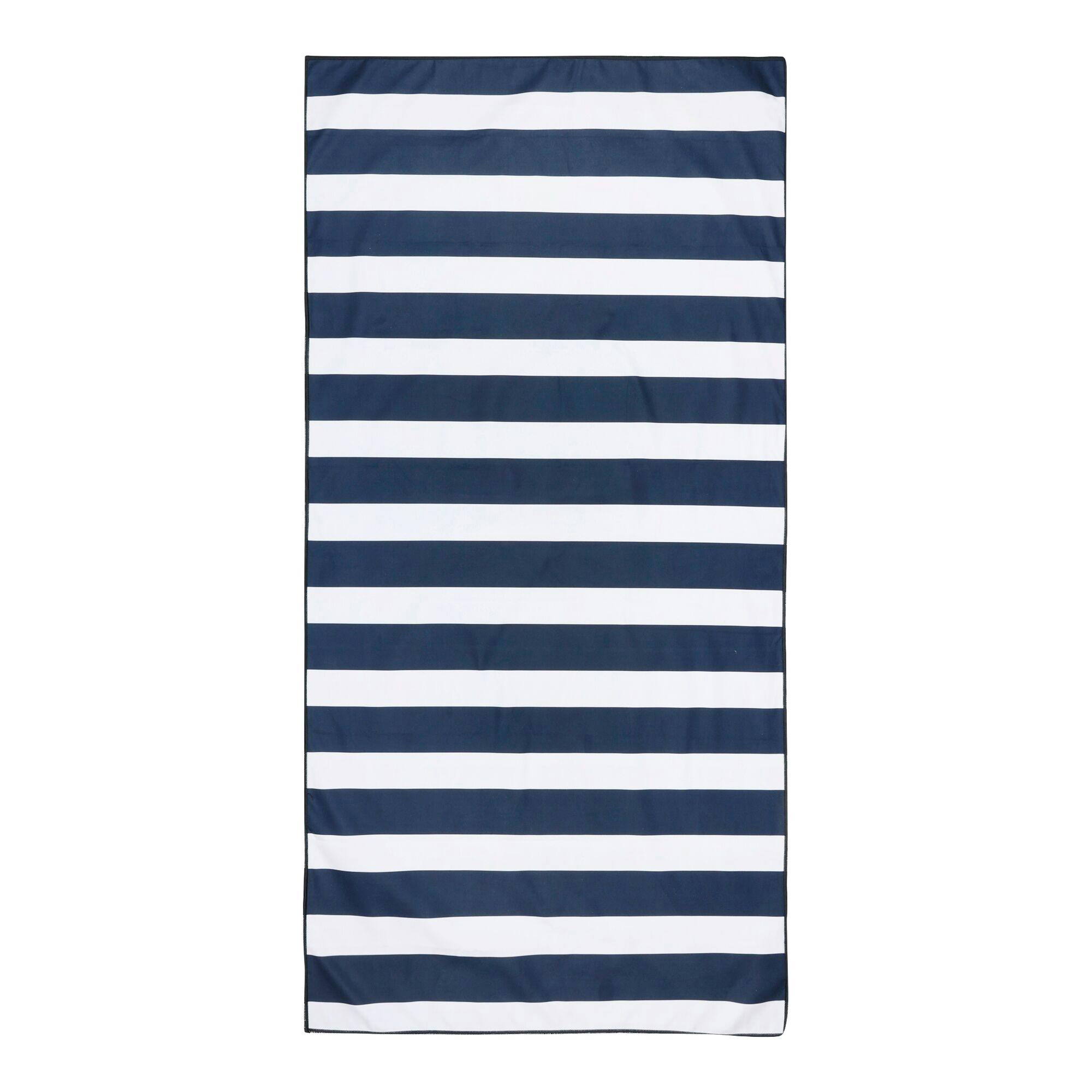Regatta White Striped Microfibre Beach Towel - /Navy - /Navy - One Size