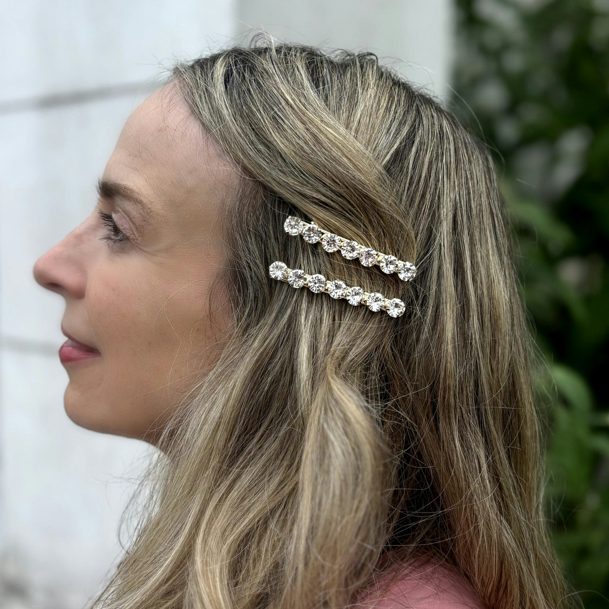Queenmee Accessories Gold Hair Slides Crystal Hair Clips Alligator Hair Clips Set Of 2