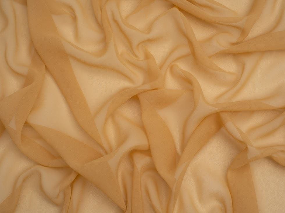 Minerva Light Core Range Sheer Chiffon Fabric - Plain Design Dressmaking Fabric, 110 Cm / 44" Wide - Per Metre - Camel