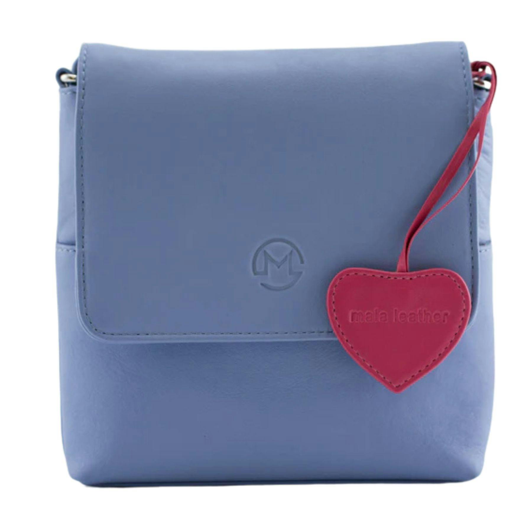 Mala Leather Blue Anishka Heart Leather Travel Cross Body Bag - Leather