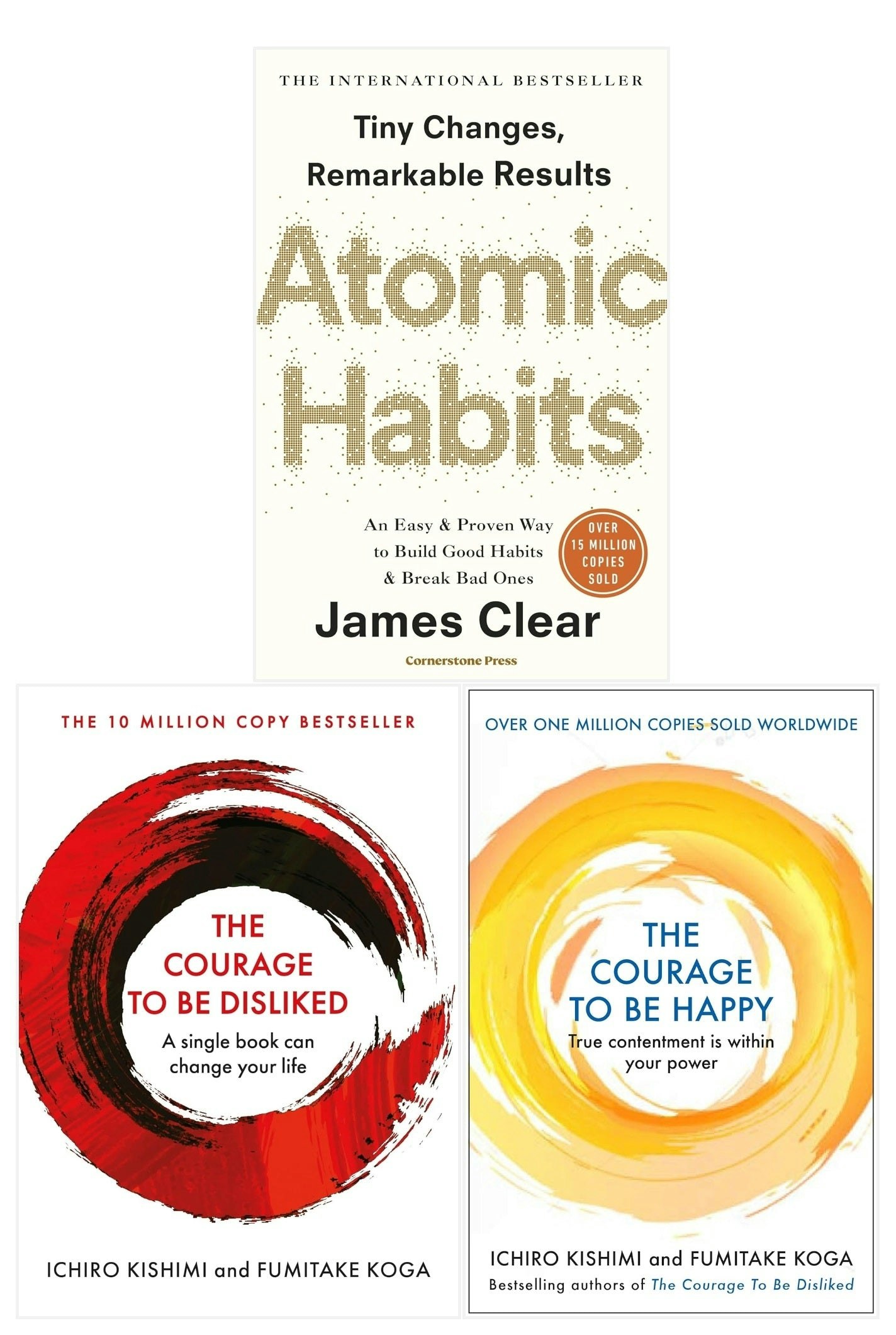 Various Publishers Courage To Be Happy, Courage To Be Disliked And Atomic Habits 3 Books Collection Set