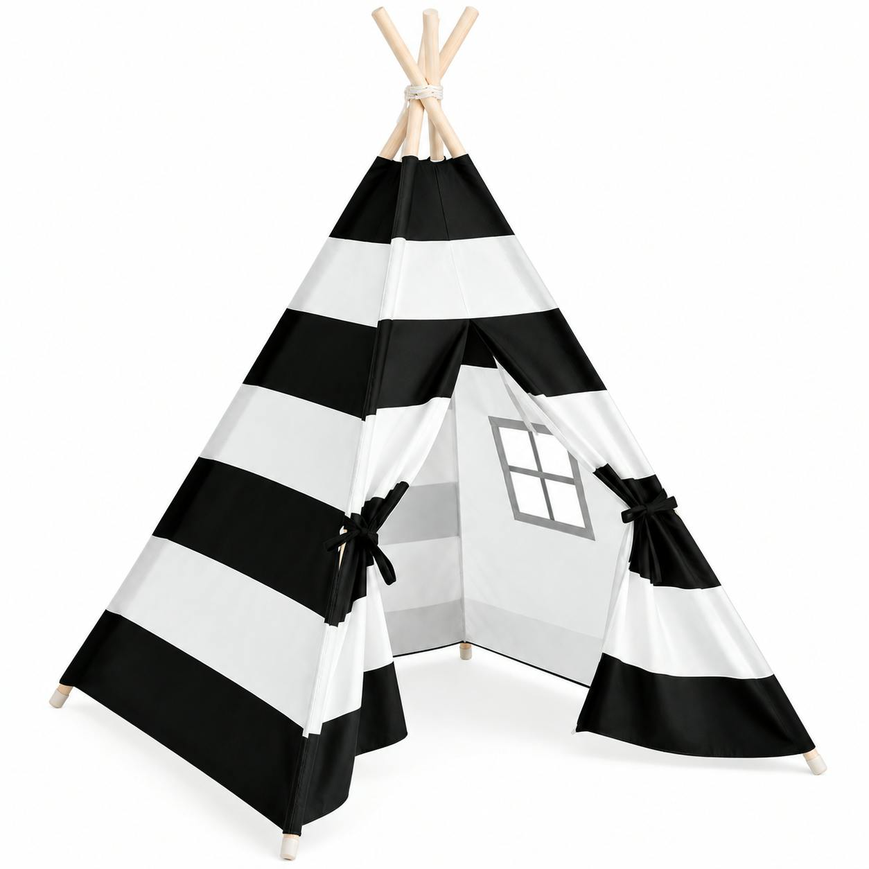 Atek Black/White Kids Teepee Play Tent & Indoor Outdoor Children’s Playhouse