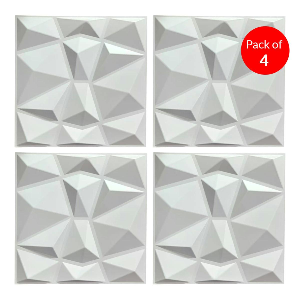Britwall 3D White Faceted Diamond PVC Wall Panel - 500x500x1mm - 4 Pack - Image 4