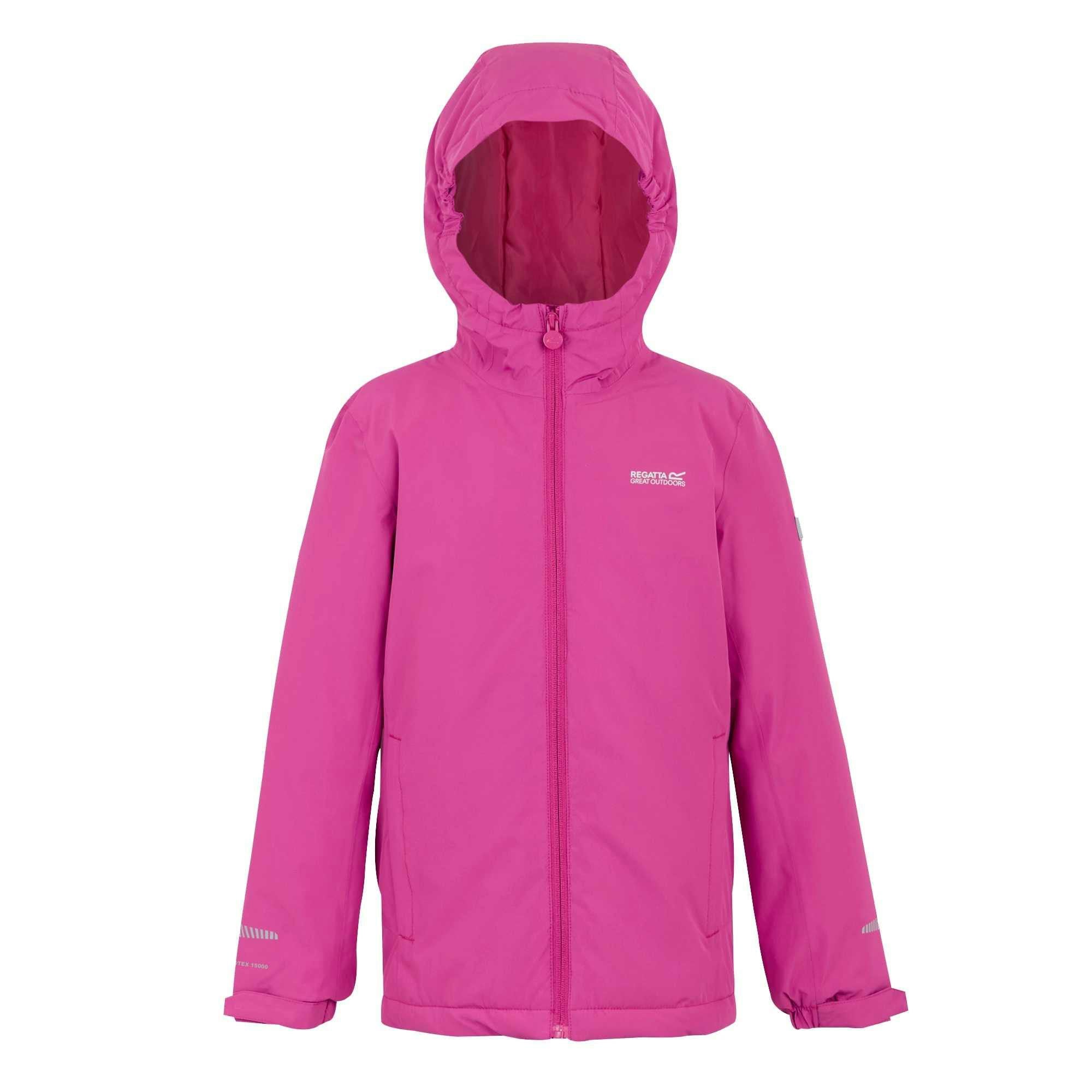 Regatta Kids Hurdle Insulated Waterproof Jacket - Raspberry Rose - 4-5 Years - Raspberry Rose - 100% Polyester