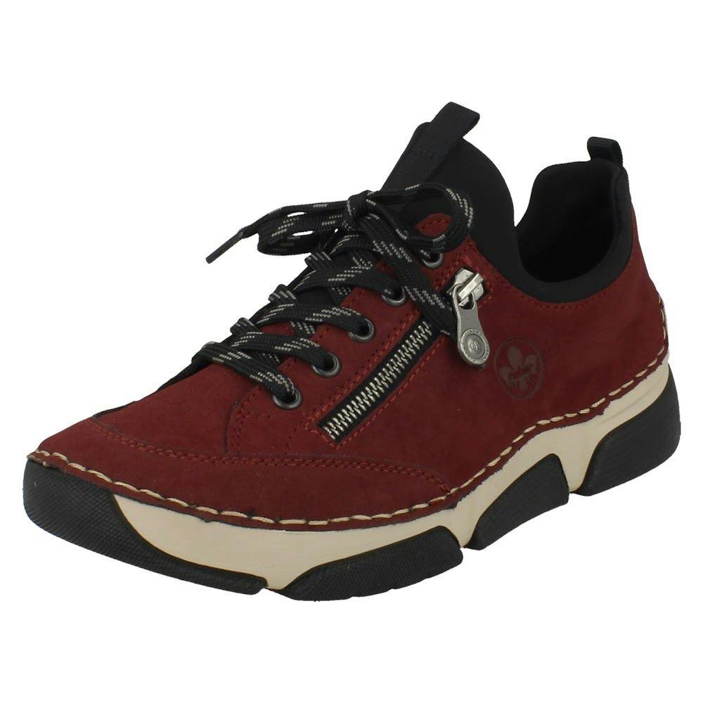 Rieker Women's Red Sneakers By Lace Up Shoes 45973 - Uk 6