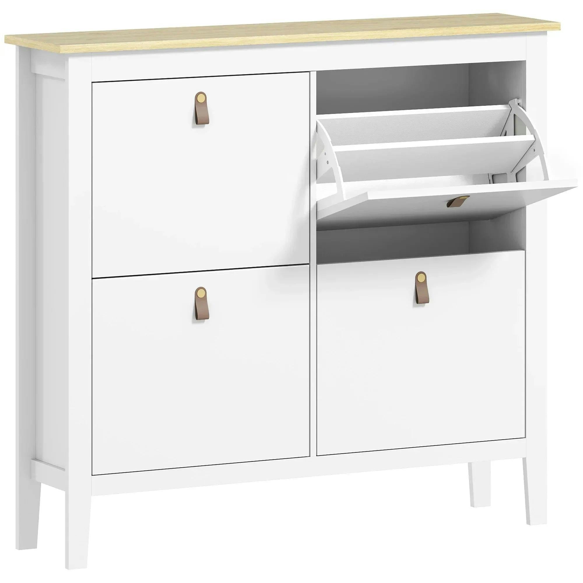Homcom 4 Drawer Shoe Cabinet With Flip Doors For Hallway, Entryway, White - Image 5
