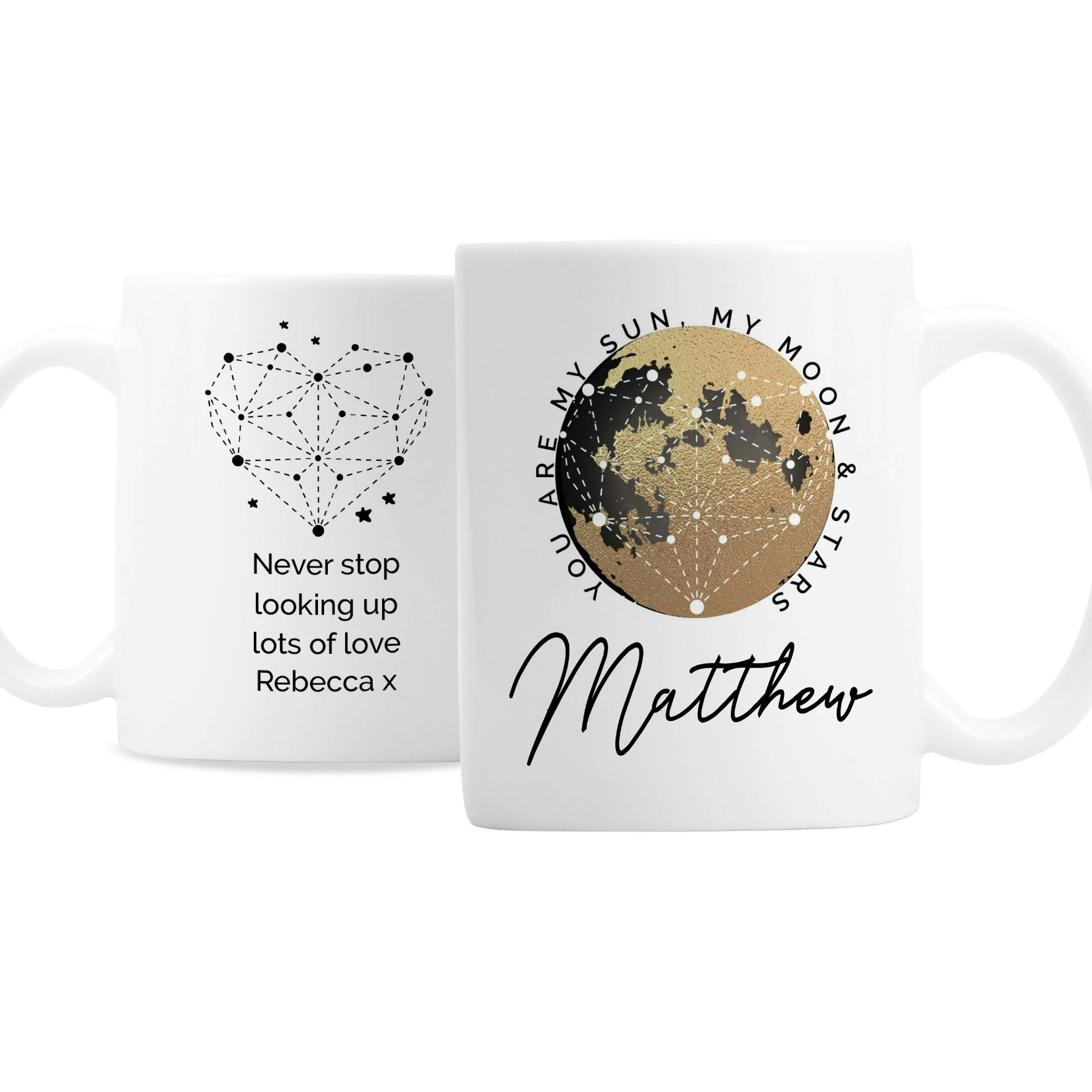 Rackhams Men's Personalised You Are My Sun My Moon Mug