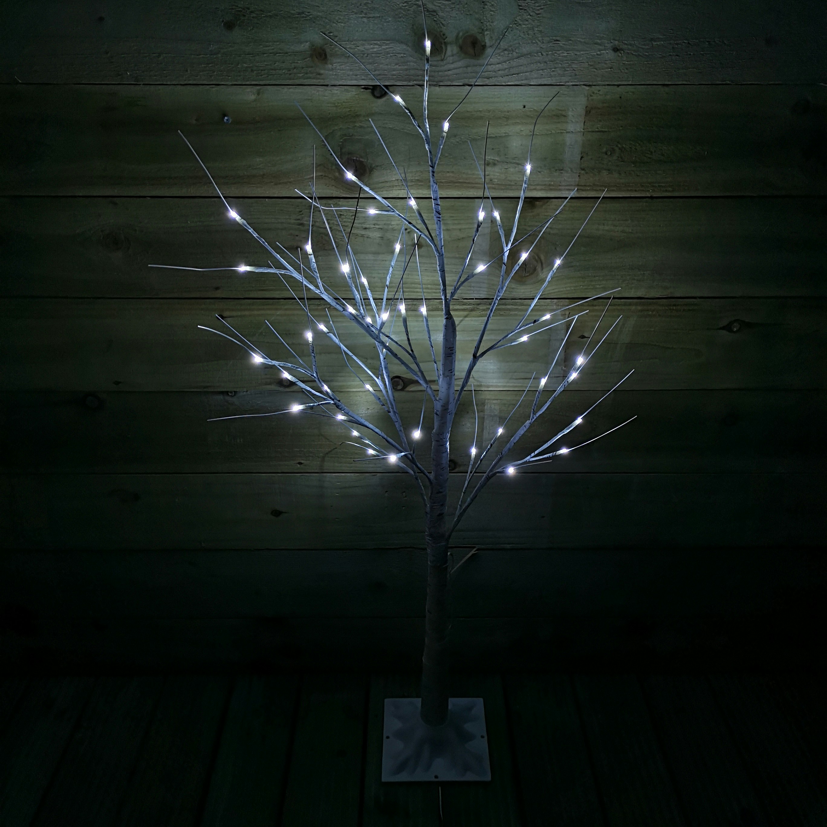 Rackhams White 1.2M (4Ft) Indoor Outdoor Christmas Lit Birch Tree With 48 Ice Leds
