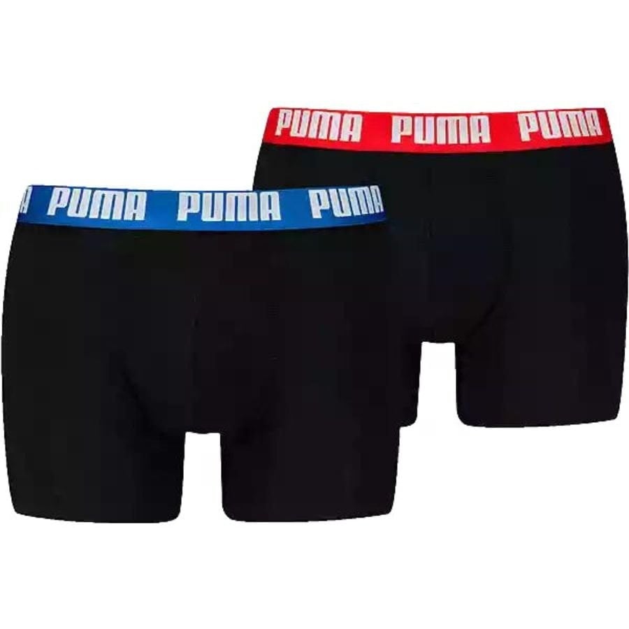 Puma Black/Red/Blue 2-Pack Everyday Basic Boxer Briefs, W/ / - L