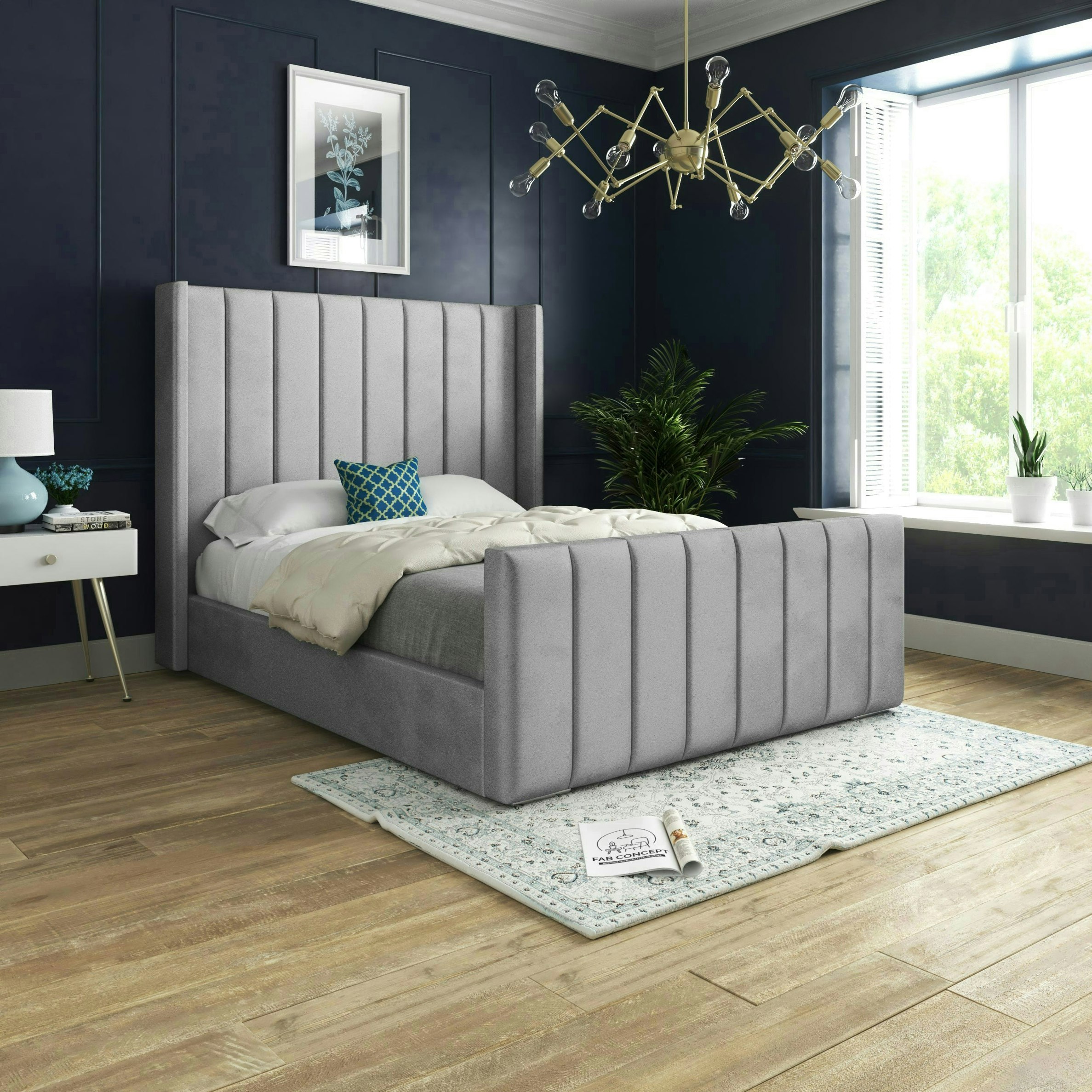 Rackhams Grey Oxford Bed - Small Double - 4Ft