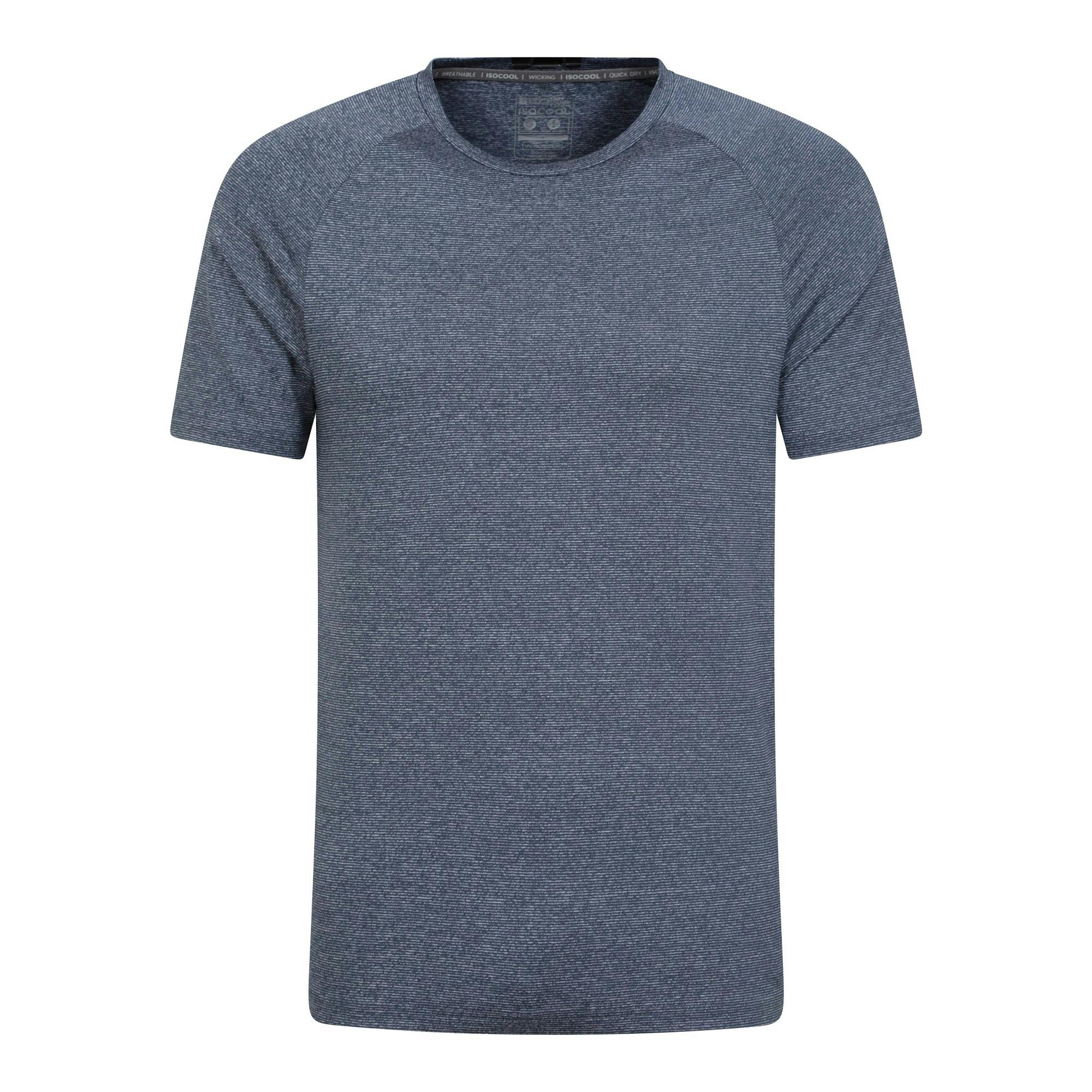 Mountain Warehouse Men's Agra Striped Isocool T-Shirt - Navy - Xxl - Navy - 80% Nylon/16% Polyester/4% Elastane