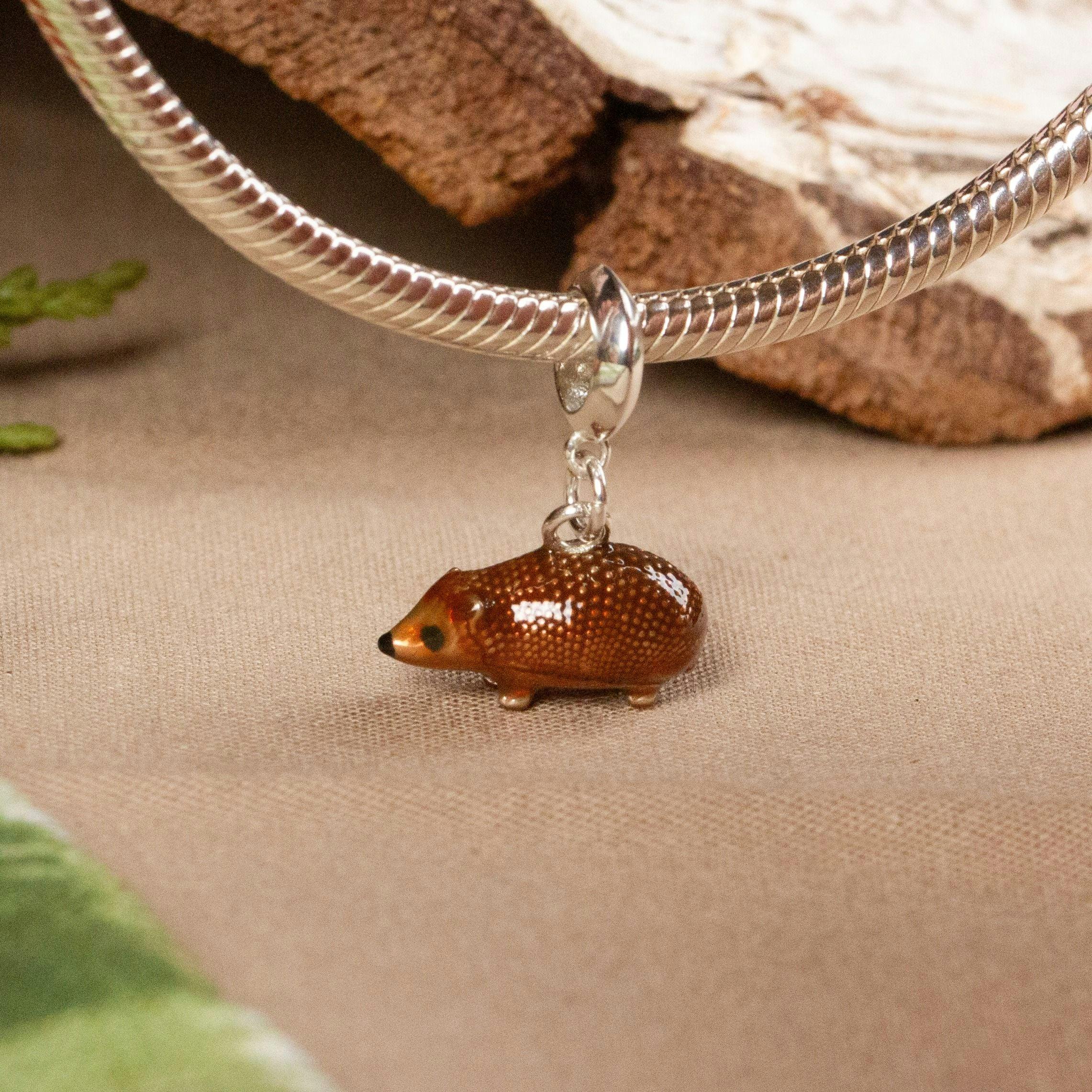 Mylee London Silver Hedgehog Charm - Enamelled Sterling - Slider - No