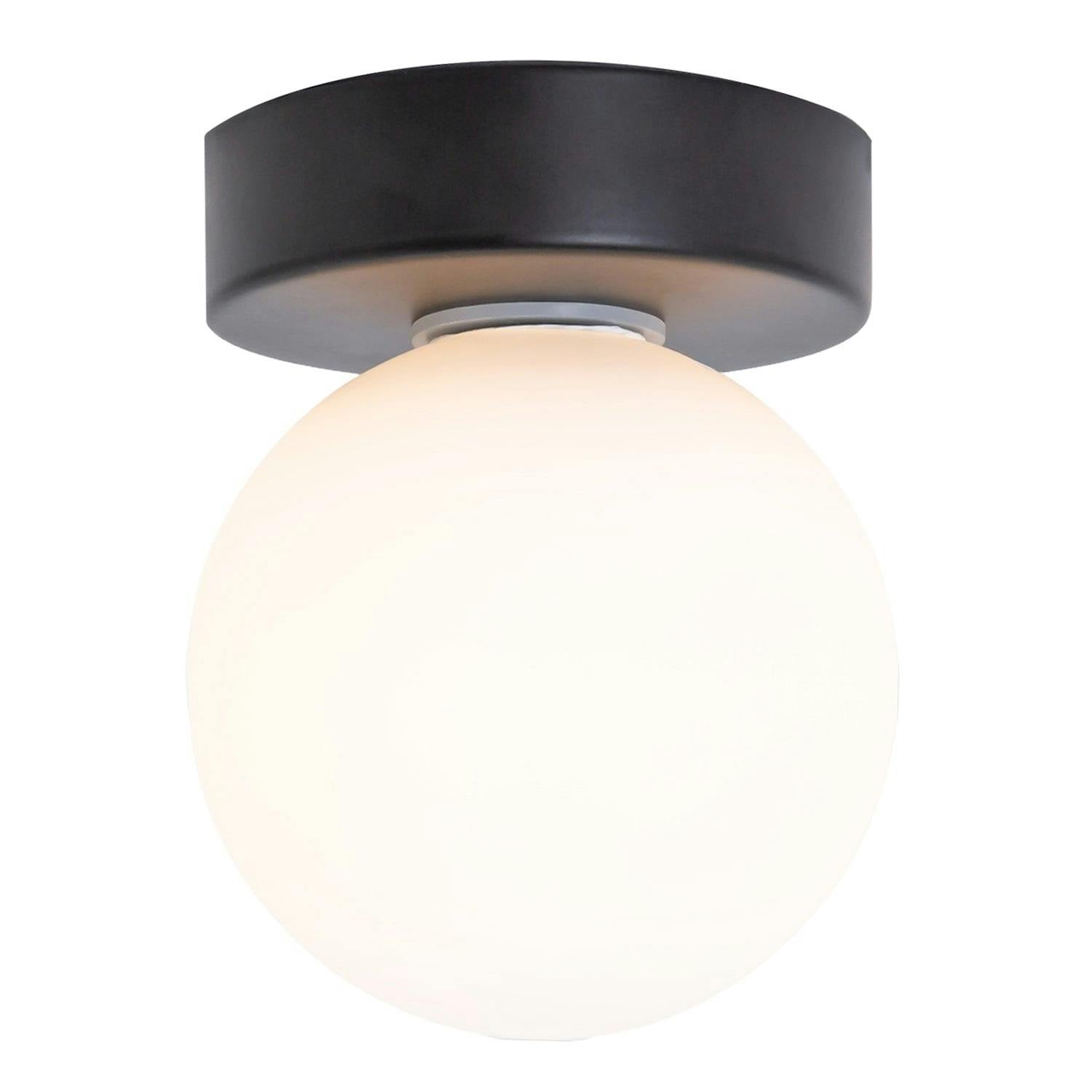 Happy Homewares Light Modern Compact Bathroom Ceiling With Opal Glass Globe Shade