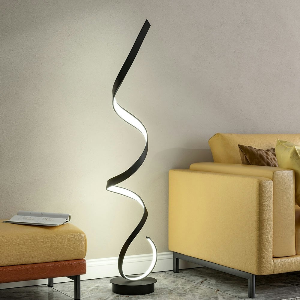 Rackhams Black Spiral Led Floor Lamp 131Cm Standing Lamp