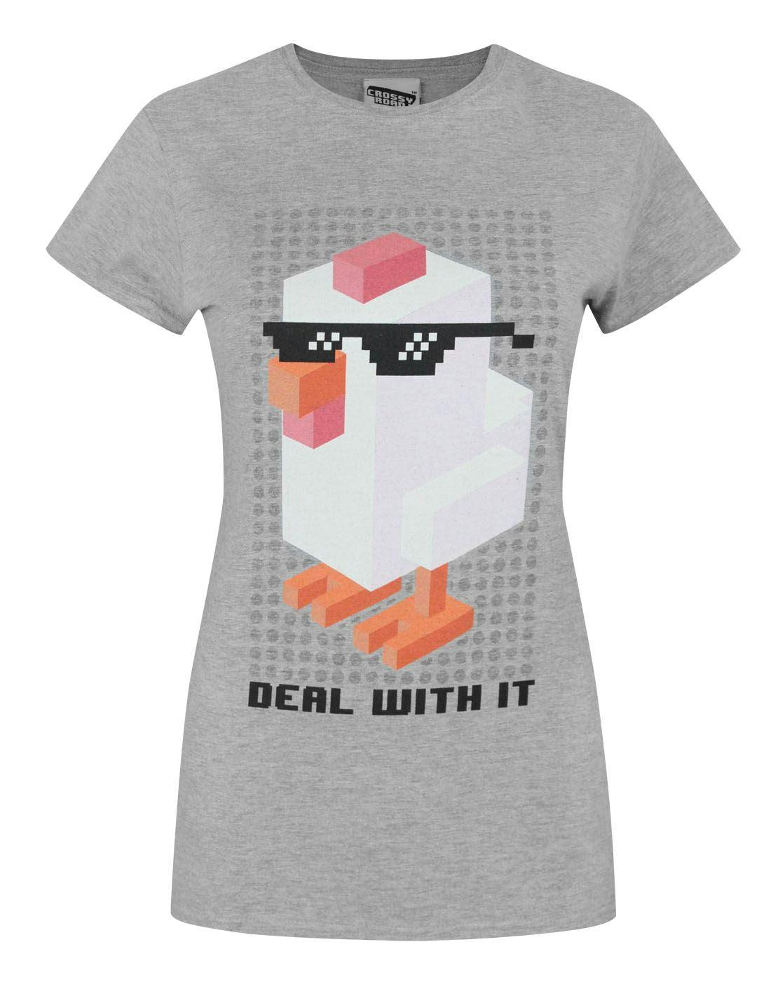 Vanilla Underground Women's Grey Crossy Road Deal With It Short Sleeved T-Shirt - XX-Large
