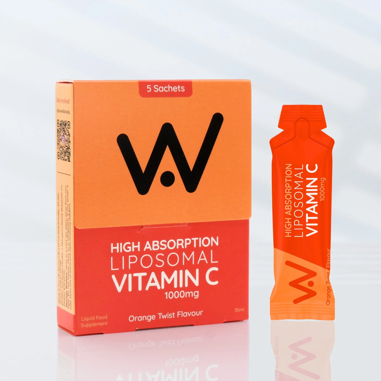 Well Actually Orange Vitamin C 1000Mg Liposomal Liquid - 5 Sachet Pack - Twist