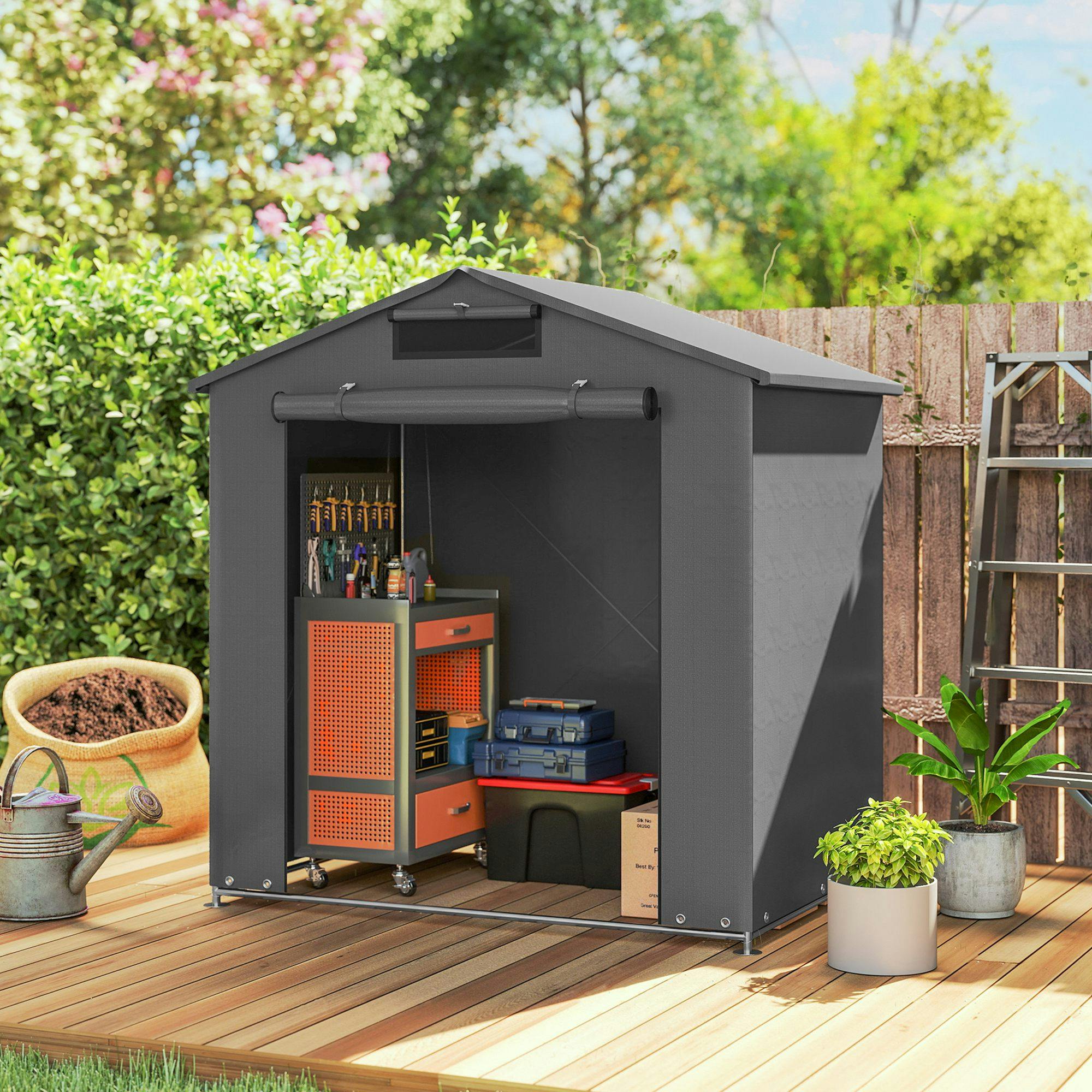 Rackhams Dark/Grey 6 X 4 Ft Garden Storage Shed Tent Bike Tent,