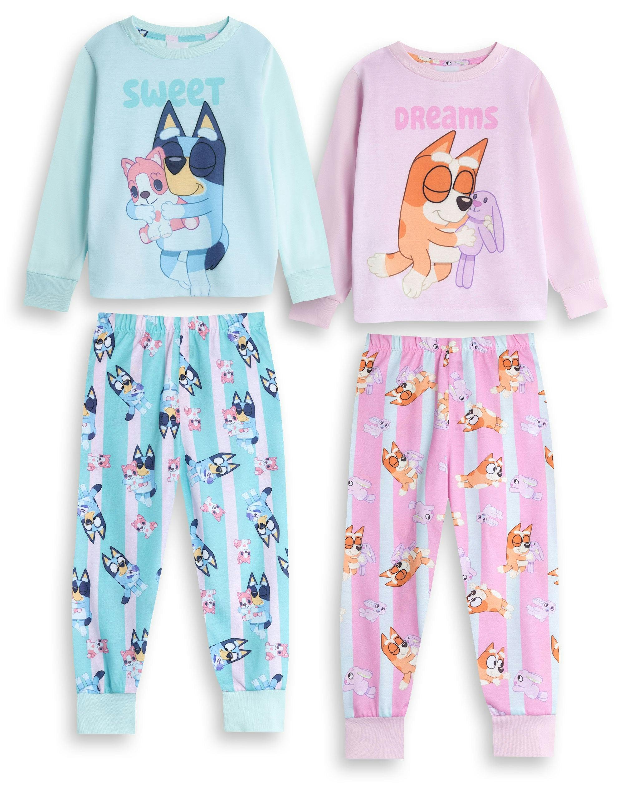 Vanilla Underground Girls Pink Bluey Multicoloured Character Long Sleeve Long Leg Pyjama Set - 2-3 Years