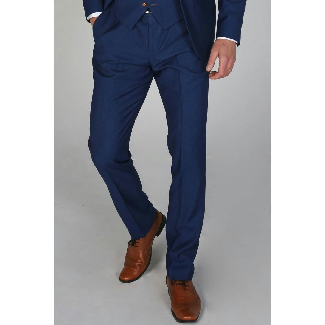 Paul Andrew Men's Blue Mayfair- Plain Trouser - 46W 32L