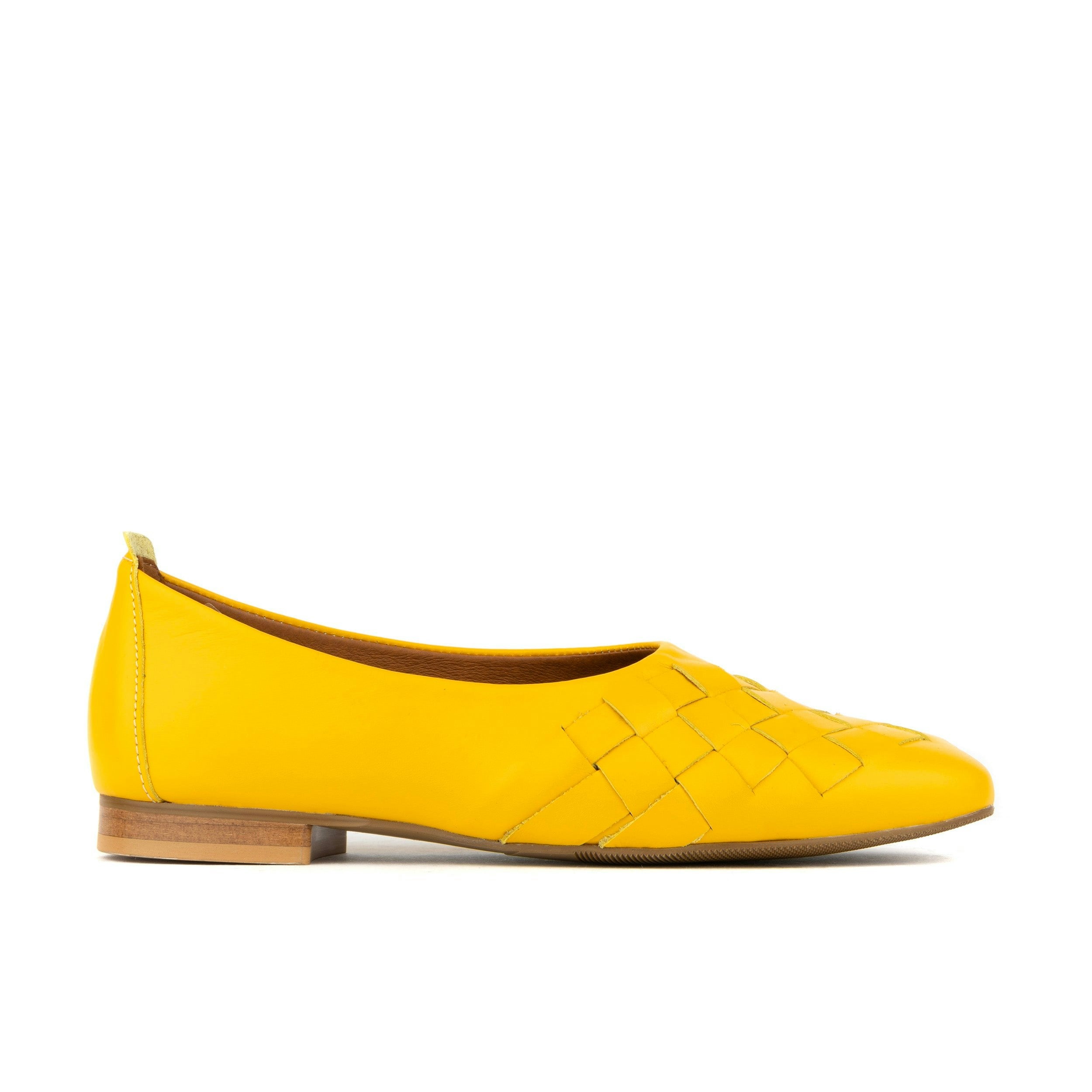 Embassy London Women's Yellow Solenne - Handwoven Leather Ballet Pump - Uk 6 / Eu 39 / Us 8