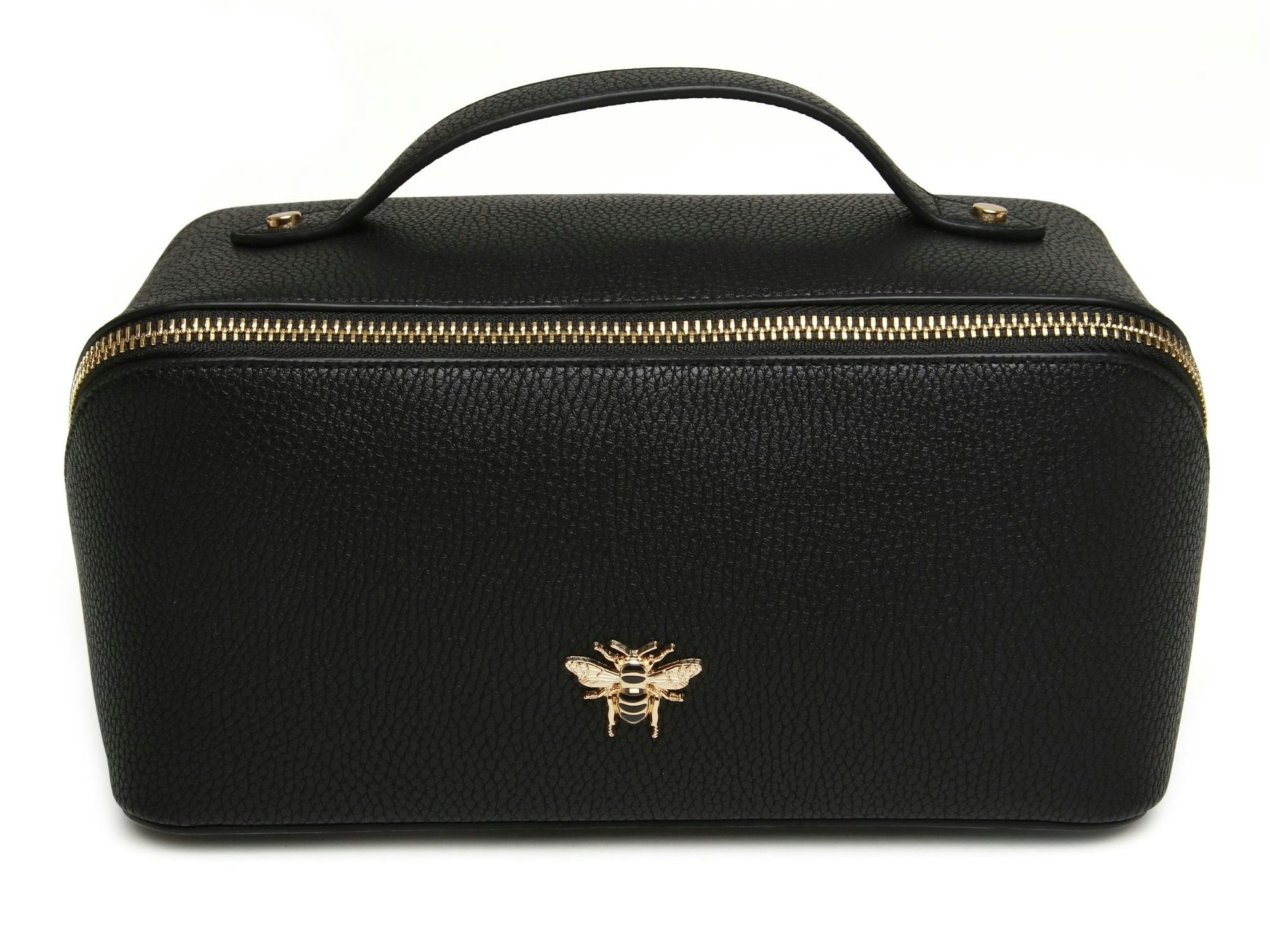 Alice Wheeler Black Bee Train Case – Fold-Out Beauty Organiser