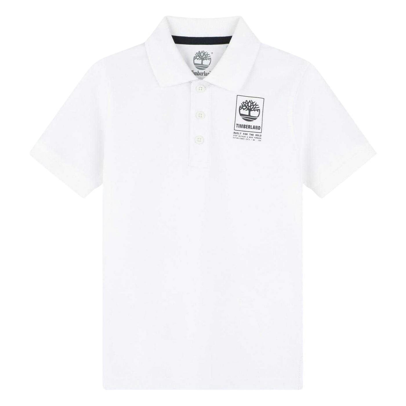 Timberland White Kids Logo Regular Polo Shirt - 14 Years - 100% Cotton