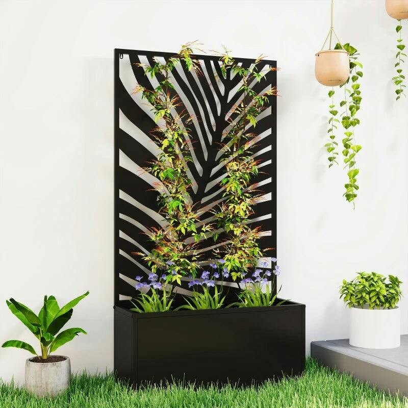 Outsunny Black Metal Raised Garden Bed With Trellis, Outdoor Elevated Planter Box - Image 6