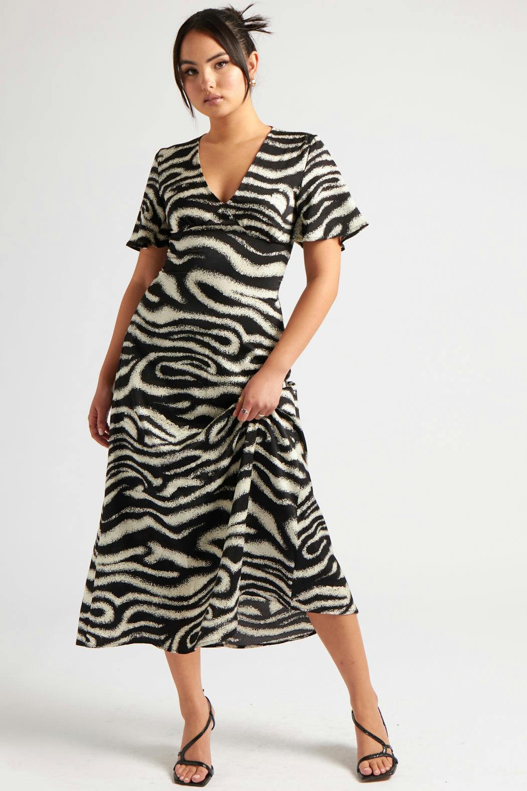 Urban Bliss Zebra Empire Midi Dress - 8