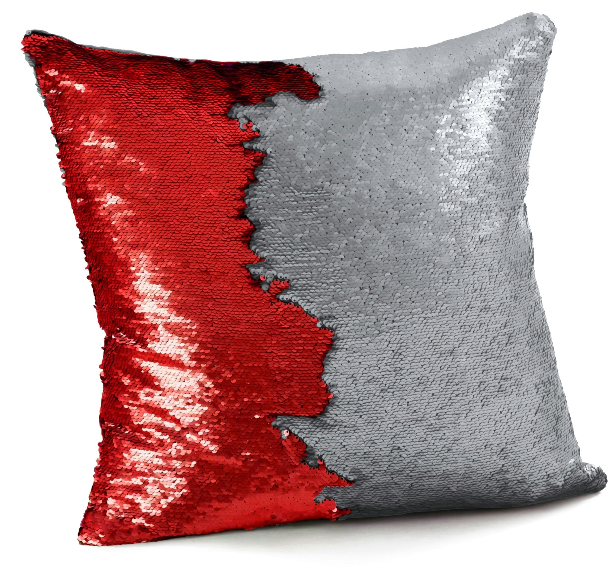 Velosso Silver/Red Mermaid Sequins Fun Cushion - 56Cm X 56Cm
