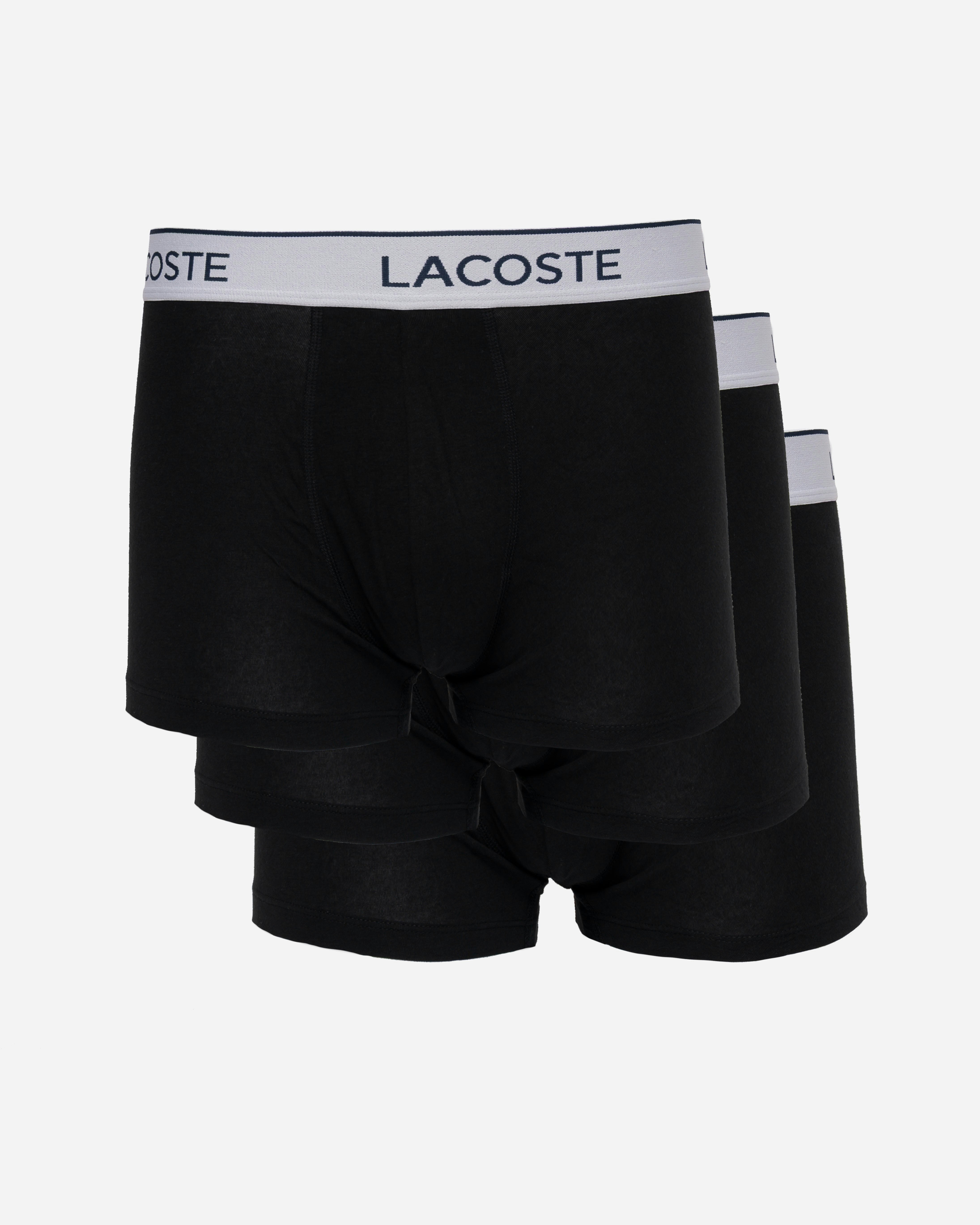 Lacoste Men's Black 3-Pack Contrast Stripe Stretch Cotton Trunks - 031 - 031 - L