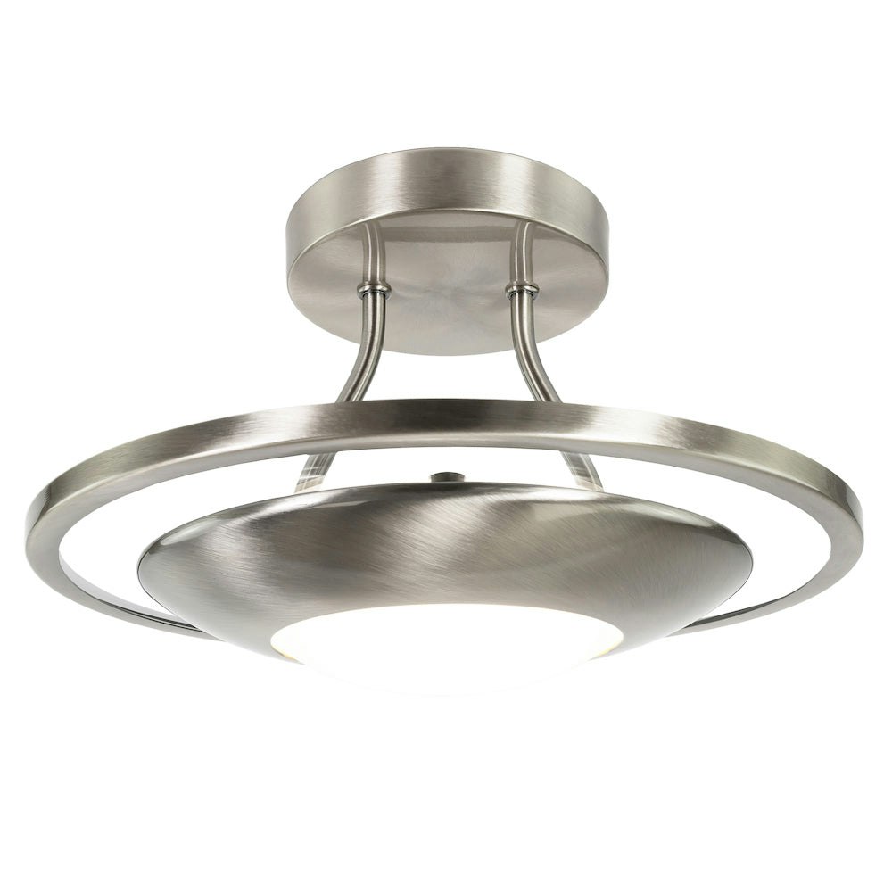 Happy Homewares Light Modernistic Semi Flush Eco Friendly Led Ceiling Fitting In Satin Nickel