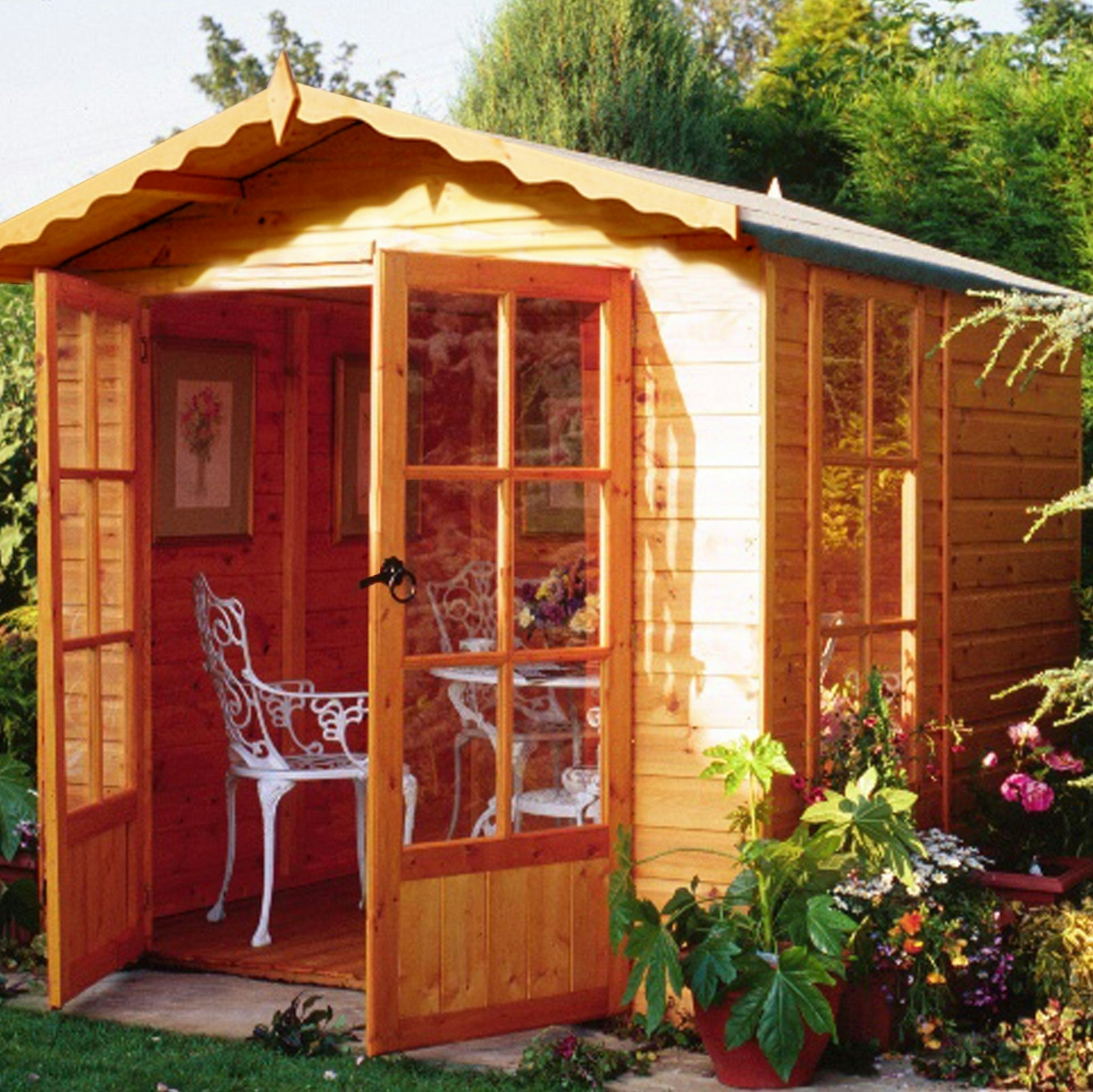 Rackhams Green Buckingham 7X7 12Mm Interlock Clad Wooden Summerhouse
