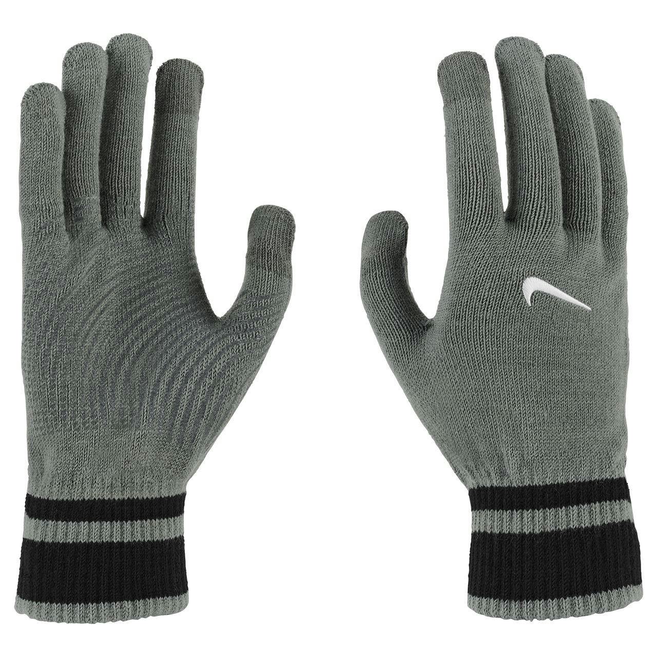 Nike Men's Grey Gripped Knitted Gloves - S - 95% Acrylic/5% Spandex