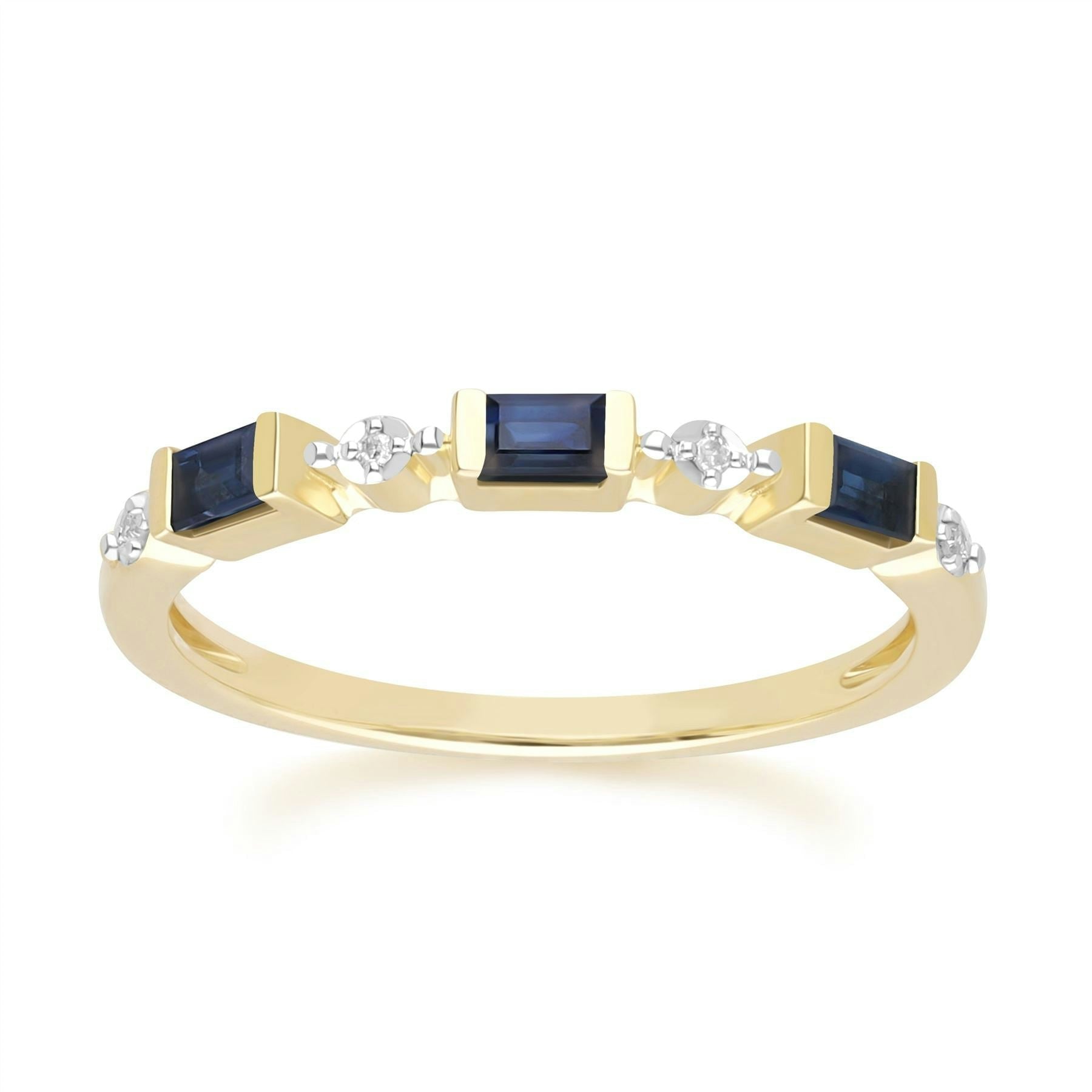 Gemondo Yellow/Gold Classic Baguette Sapphire & Diamond Eternity Ring In 9Ct - N