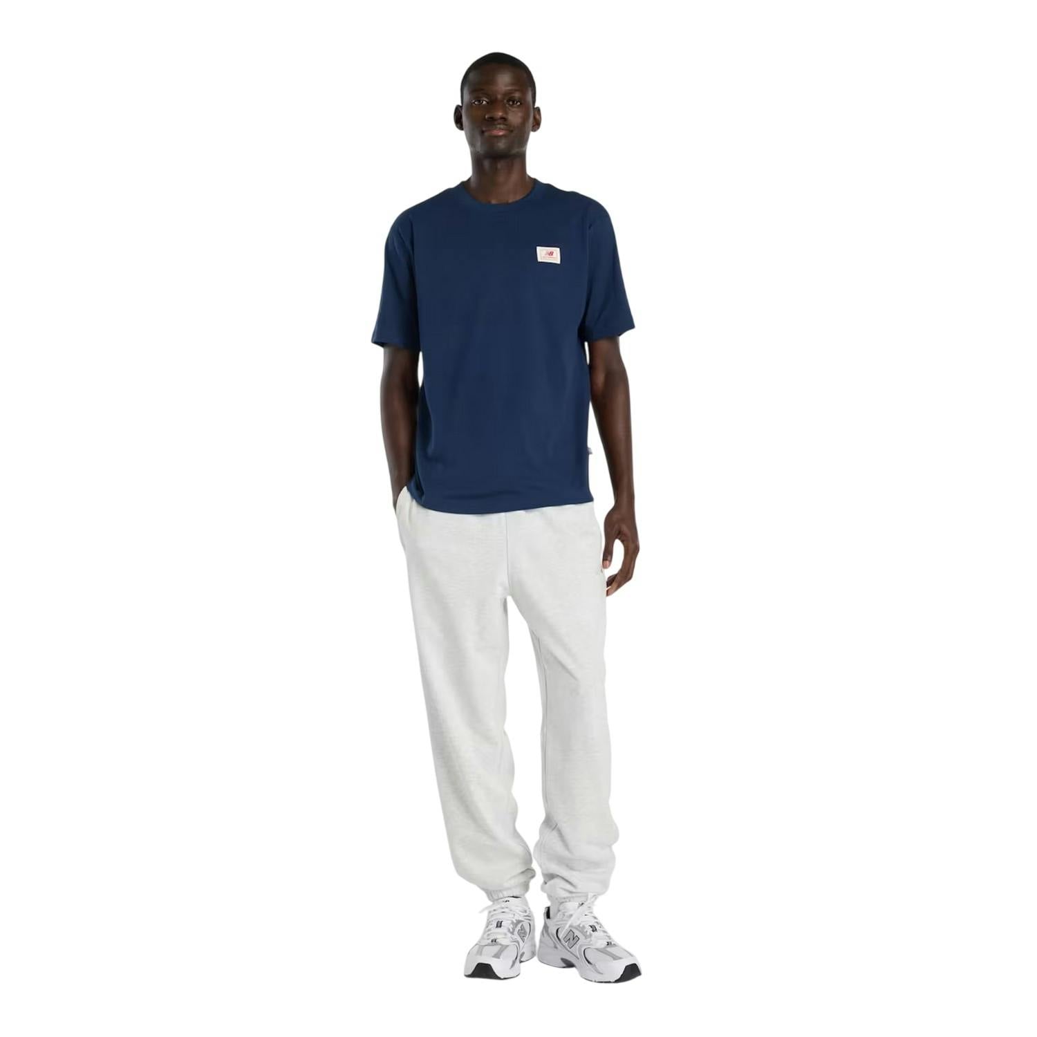 New Balance Men's Label Woven T-Shirt - Navy - L - Navy - 100% Cotton